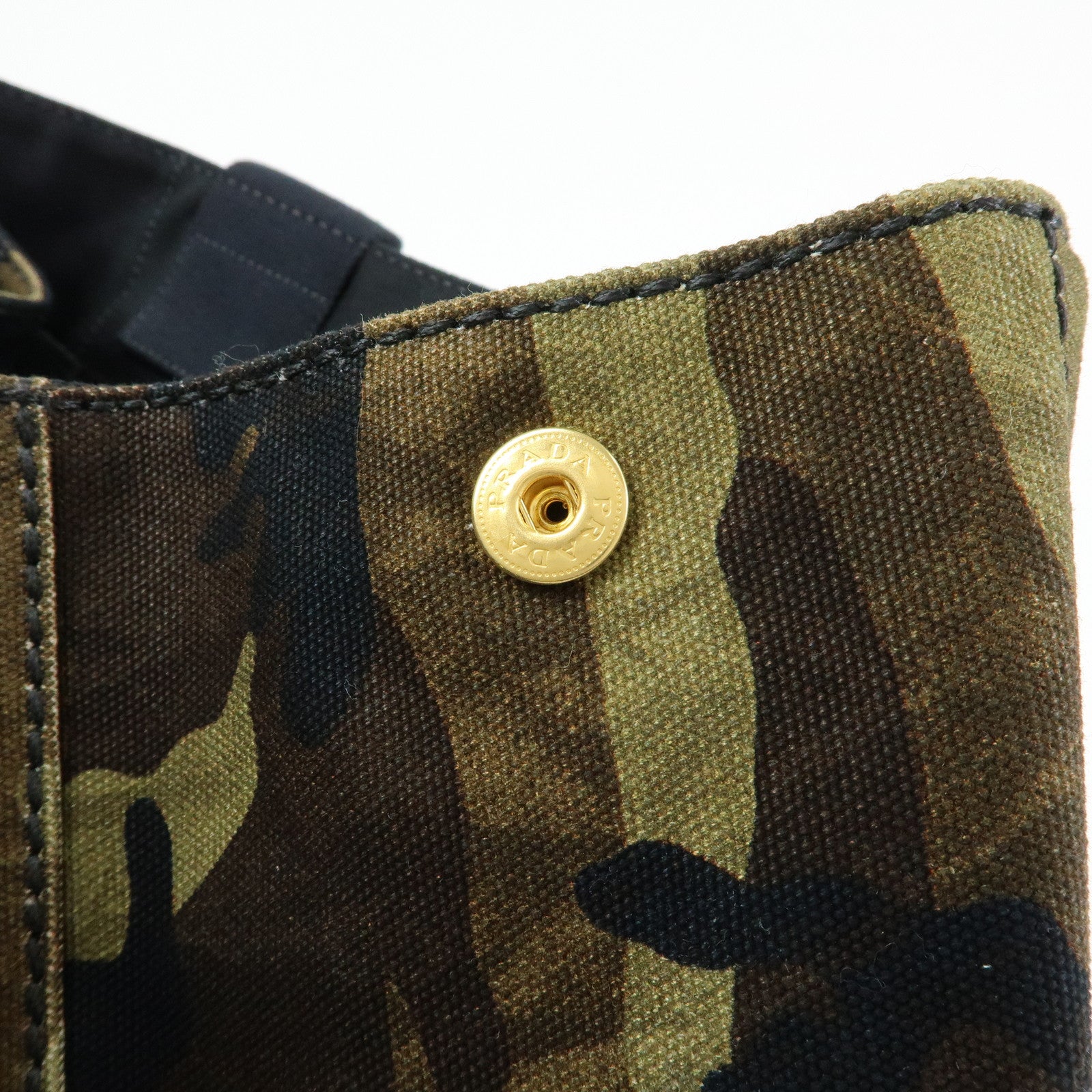 PRADA Triangle Logo Canapa Large Canvas Tote Bag Camouflage B1872B