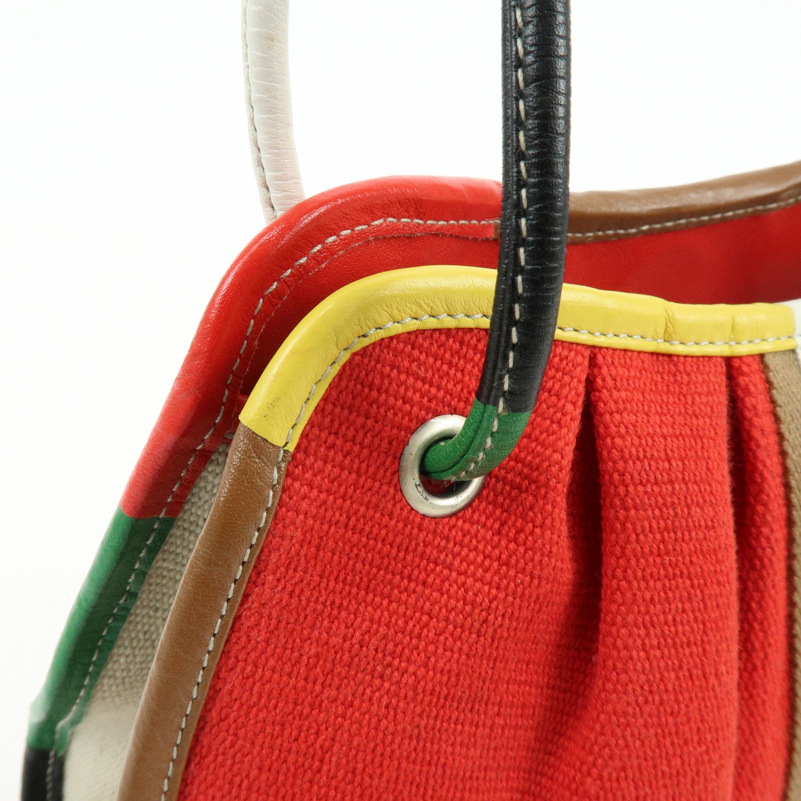 BOTTEGA VENETA Canvas Leather Shoulder Bag Hand Bag Multicolor