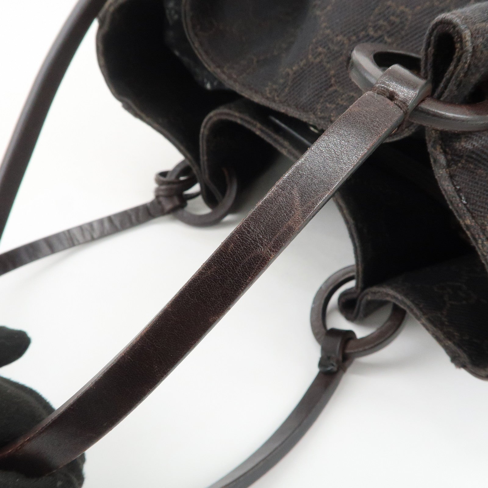 GUCCI GG Monogram Canvas Leather Tote Shoulder Bag Brown 101919
