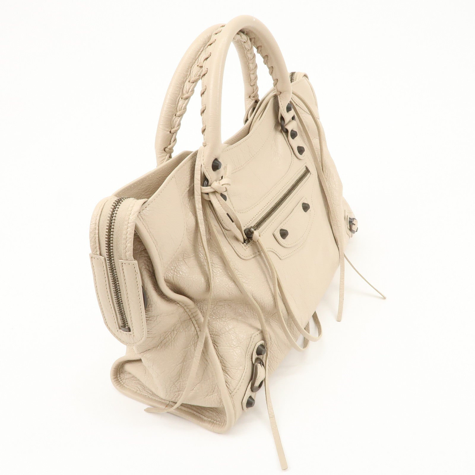 BALENCIAGA Classic City Leather 2Way Bag Shoulder Bag Beige 505550 Used