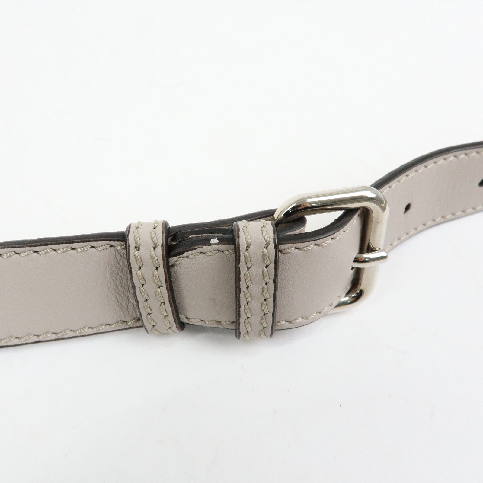 FENDI Peekaboo Leather 2Way Bag Hand Bag Shoulder Bag Gray 8BN290