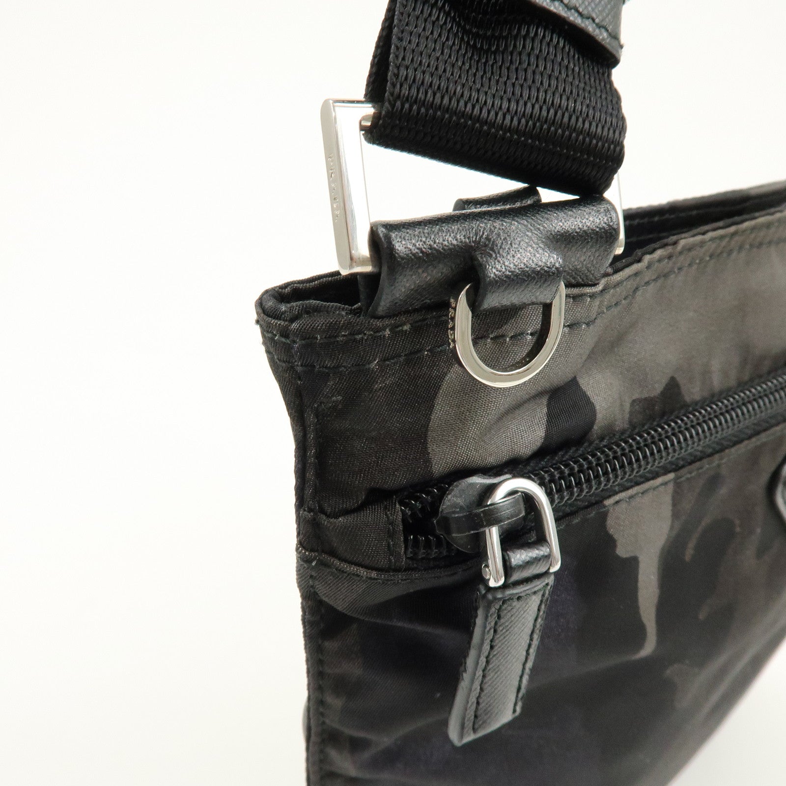 PRADA Triangle Logo Nylon Shoulder Crossbody Bag Camouflage Black