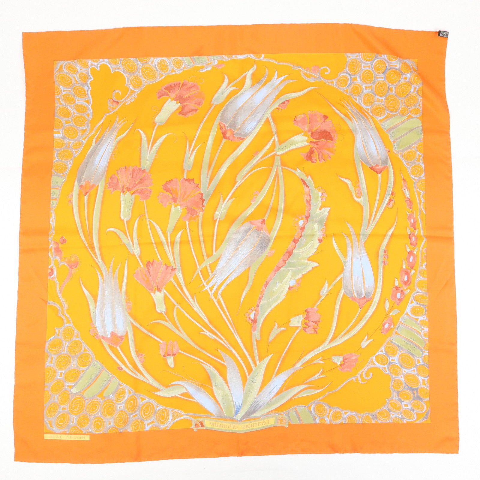 HERMES Carre 90 Silk 100% Scarf Ceramique ottomane Orange