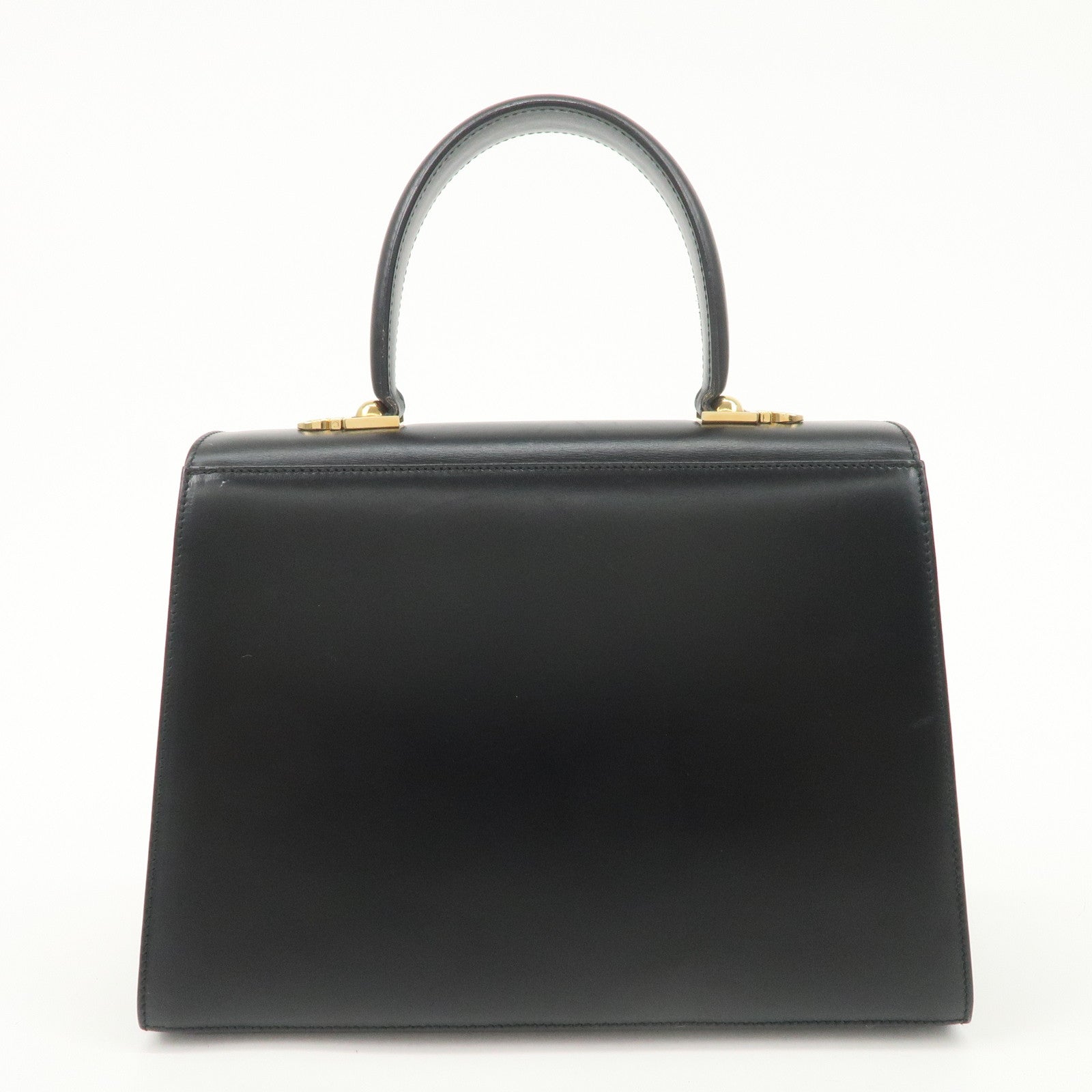 Ferragamo Gancini Leather 2Way Bag Hand Bag Shoulder Bag Black