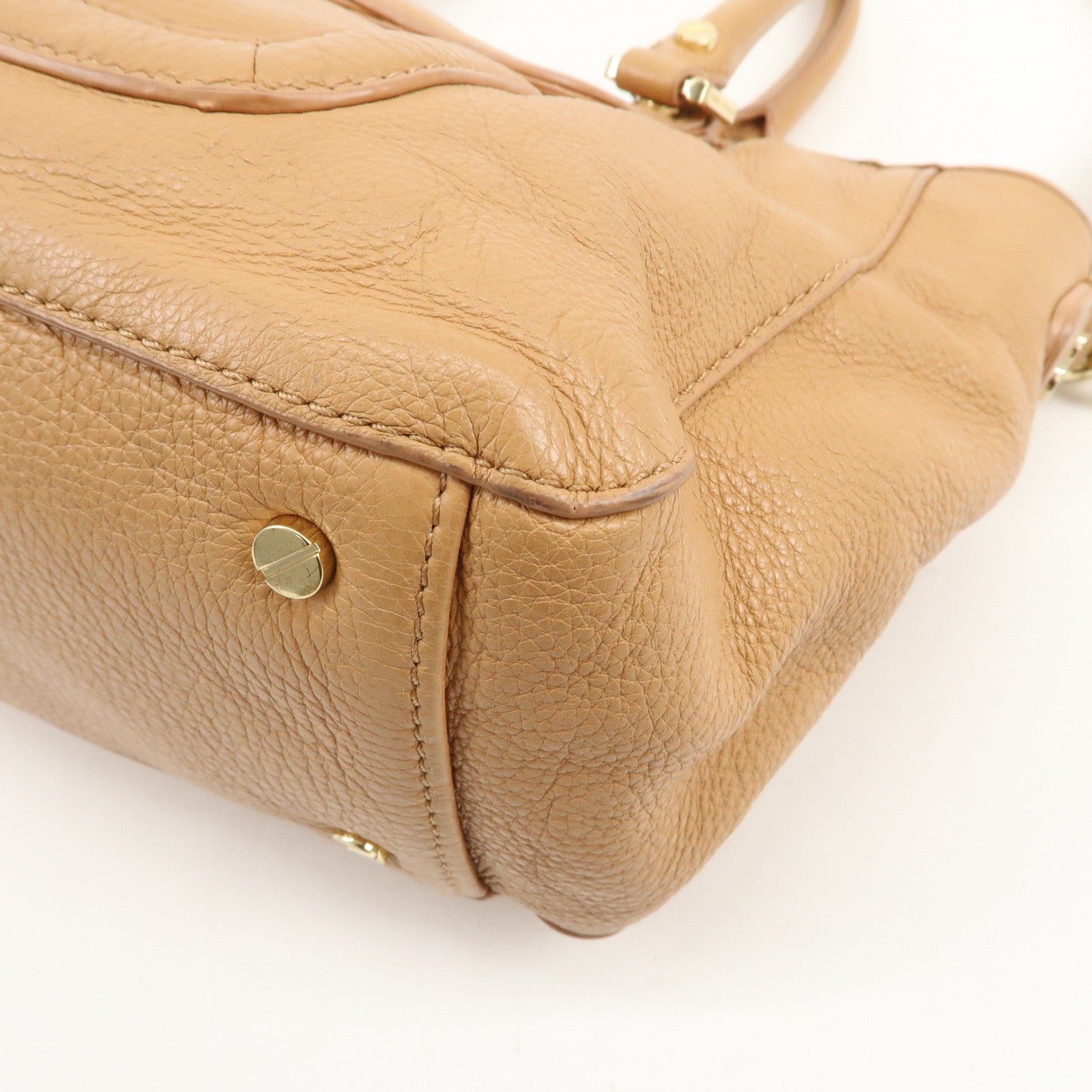 TORY BURCH Logo Leather 2Way Bag Shoulder Bag Hand Bag Brown