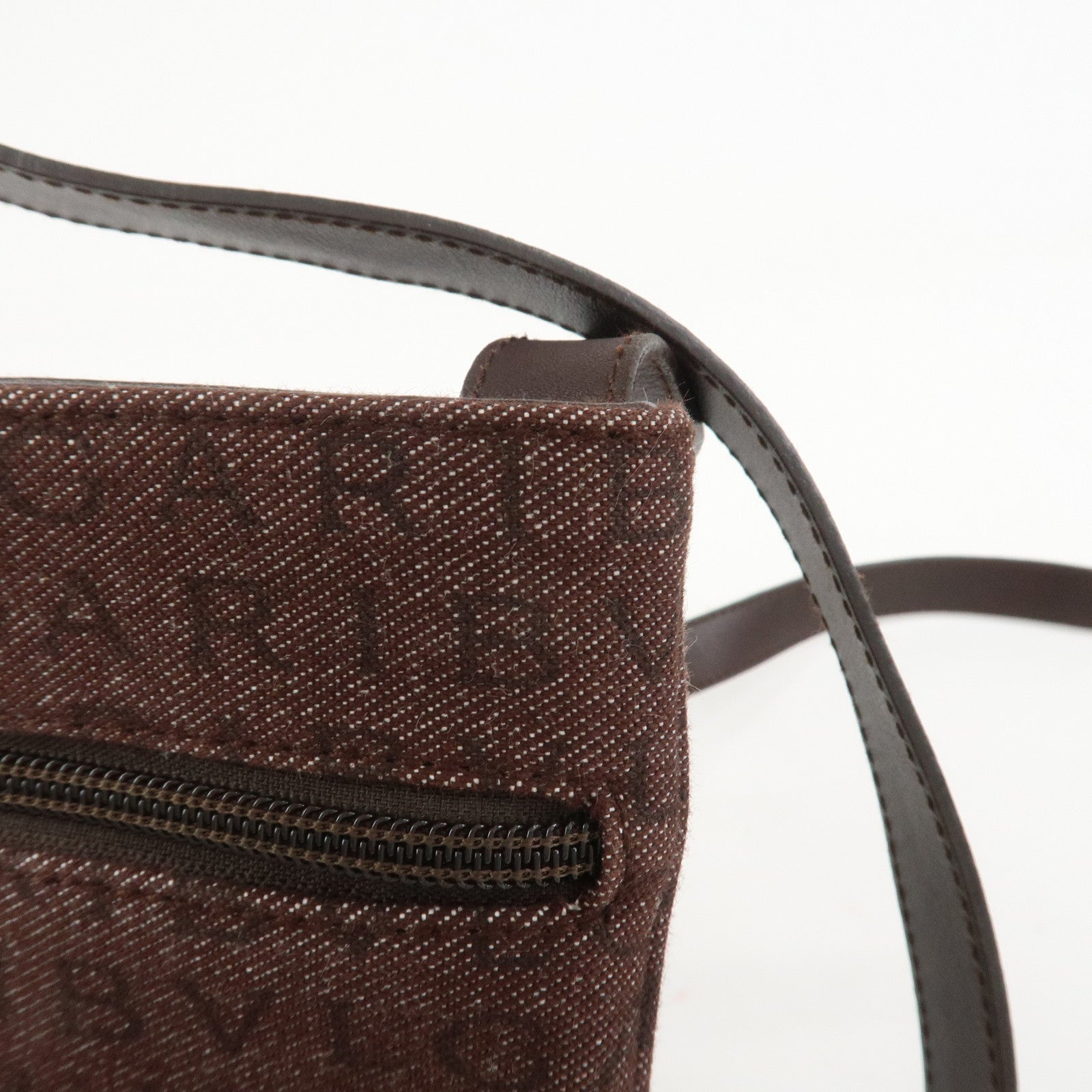 BVLGARI Logo Mania Canvas Leather Shoulder Bag Crossbody Bag Brown