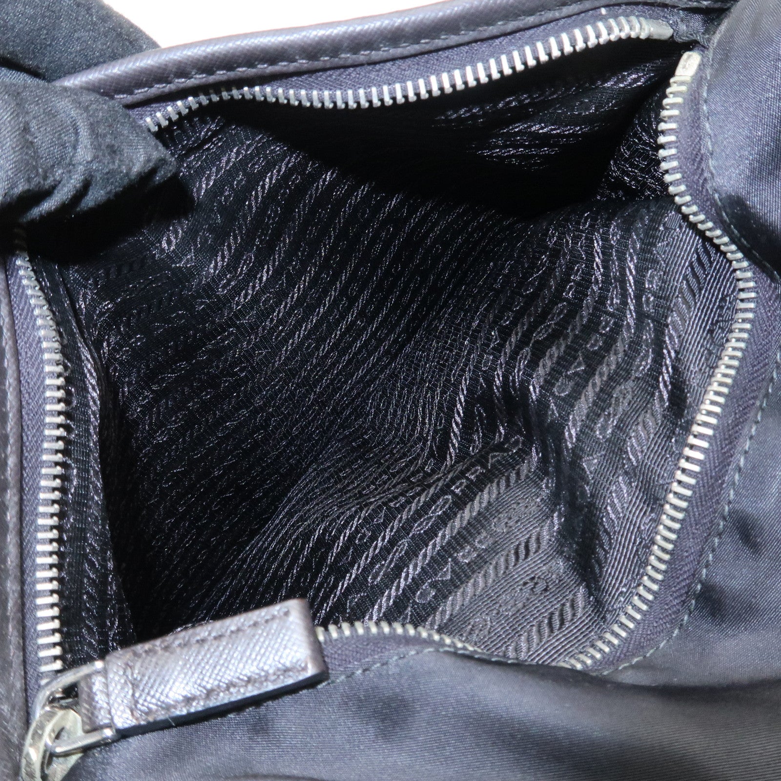 PRADA Triangle Logo Nylon Shoulder Bag Hand Bag Black