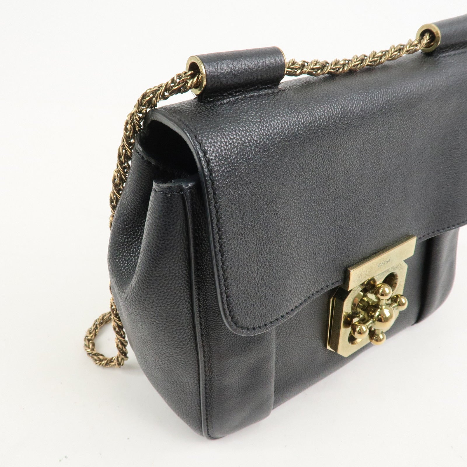 Chloe Elsie Leather Chain Shoulder Bag Hand Bag Black