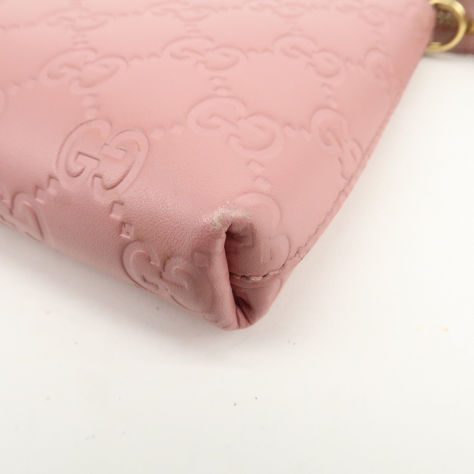 GUCCI Guccissima Leather Logo Chain Shoulder Bag Pink 428449