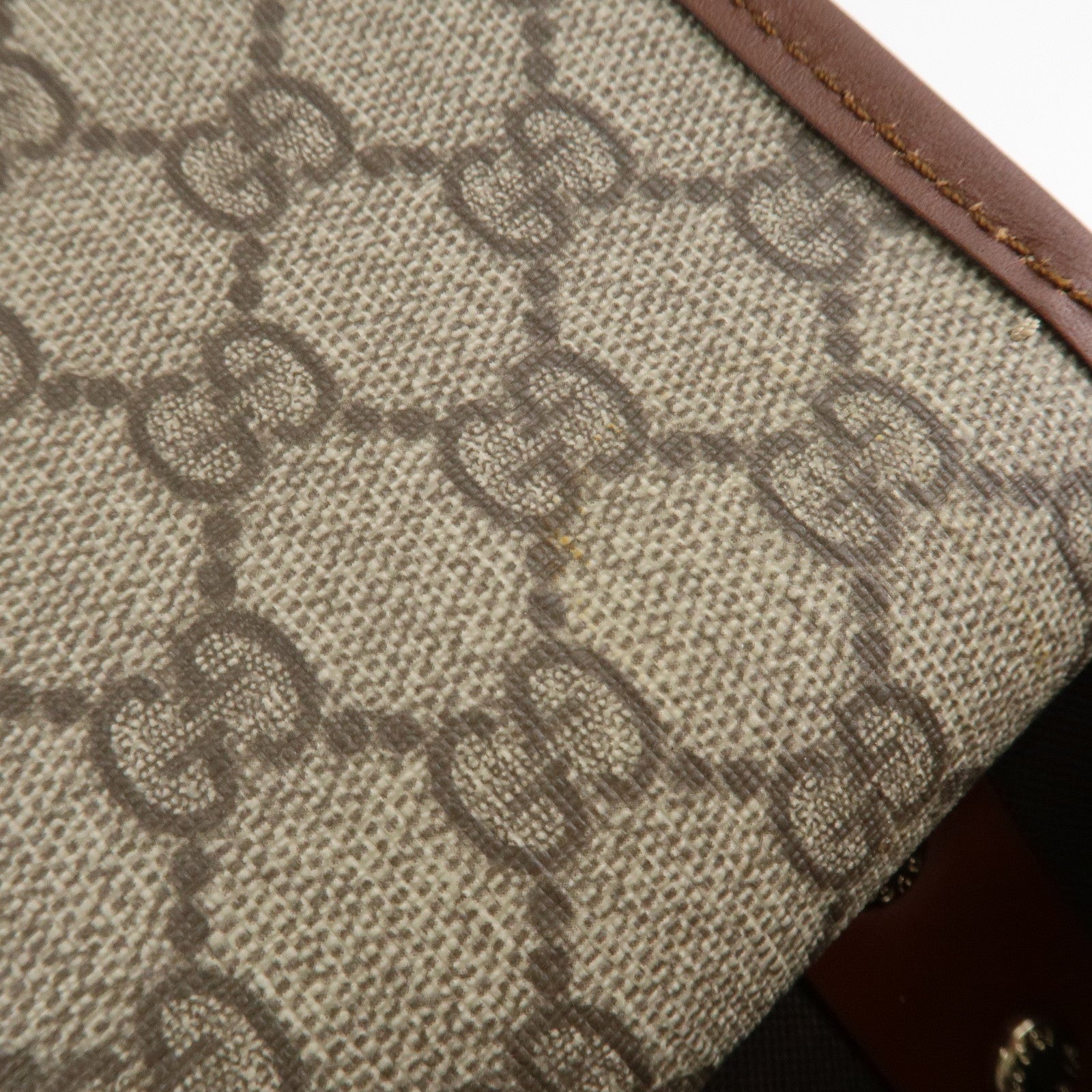 GUCCI Sherry GG Supreme Leather Tote Bag Beige Brown 211135 Used