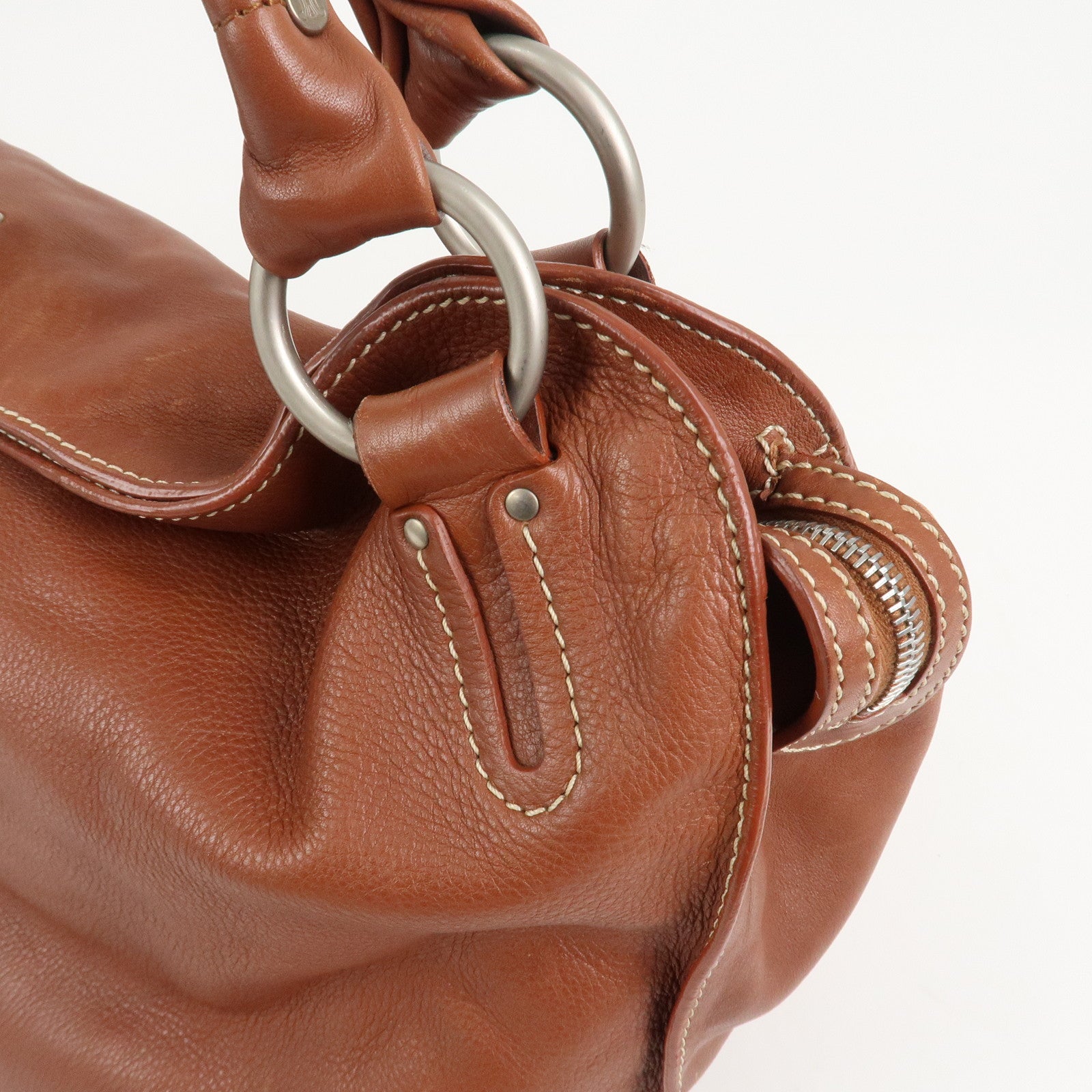 CELINE Logo Leather Bittersweet Shoulder Bag Tote Bag Brown