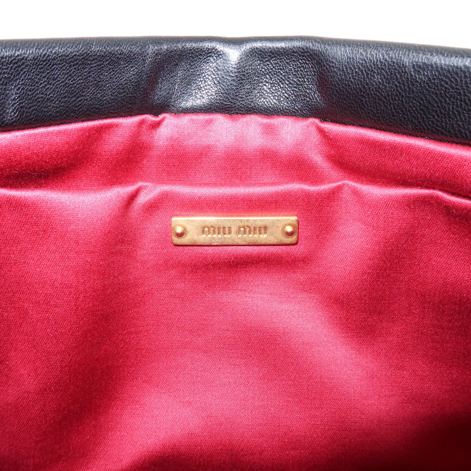 MIU MIU Matelasse Nappa Leather Shoulder Bag Black RM1892