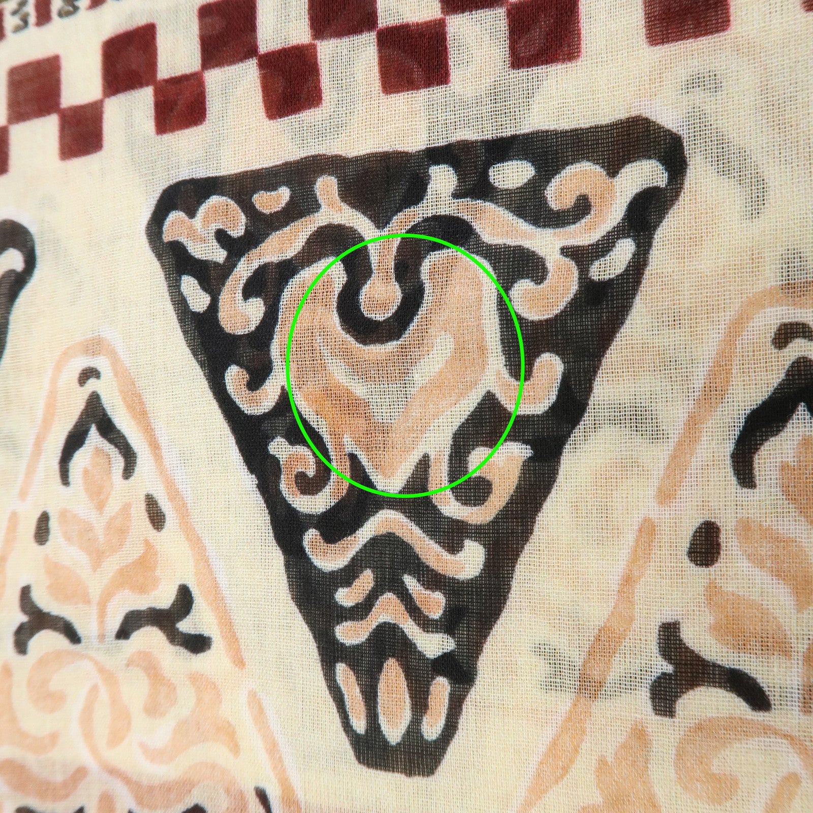 Christian Dior Logo Cotton 100% Scarf Geometric Motif Ivory Red