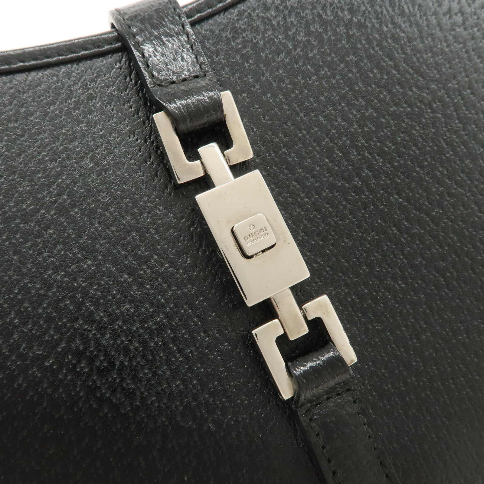 GUCCI Jackie Logo Leather Hand Bag Shoulder Bag Black 002.1068