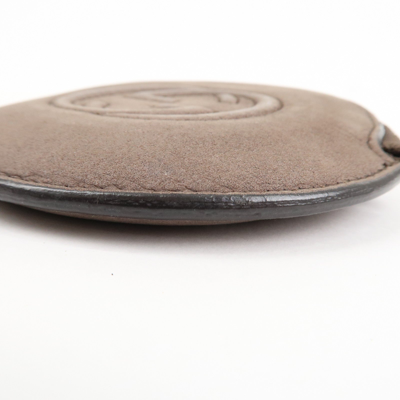 GUCCI Interlocking G Leather Coin Case Tassel Charm Beige 337946 Used