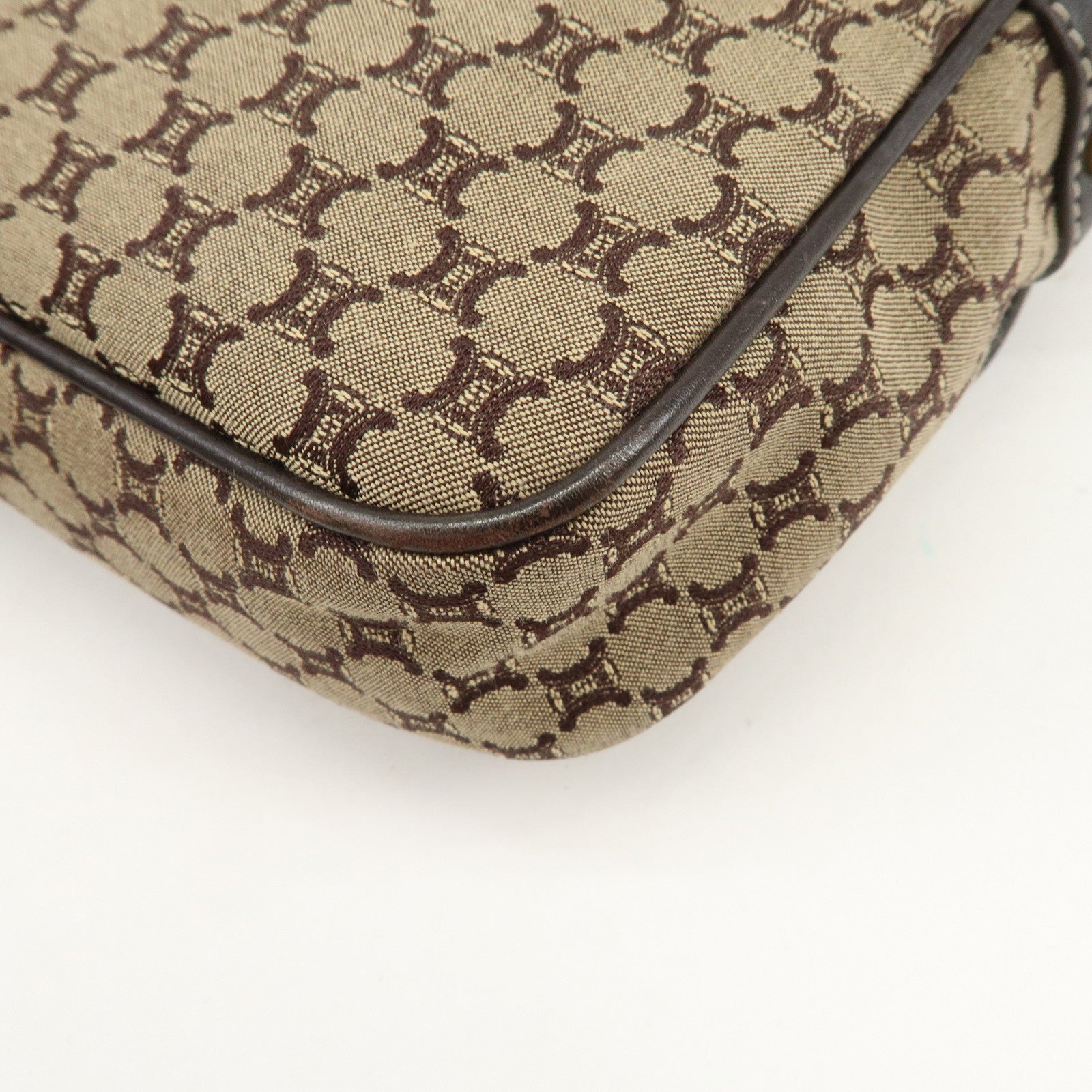 CELINE Macadam Canvas Leather Shoulder Bag Crossbody Bag Brown