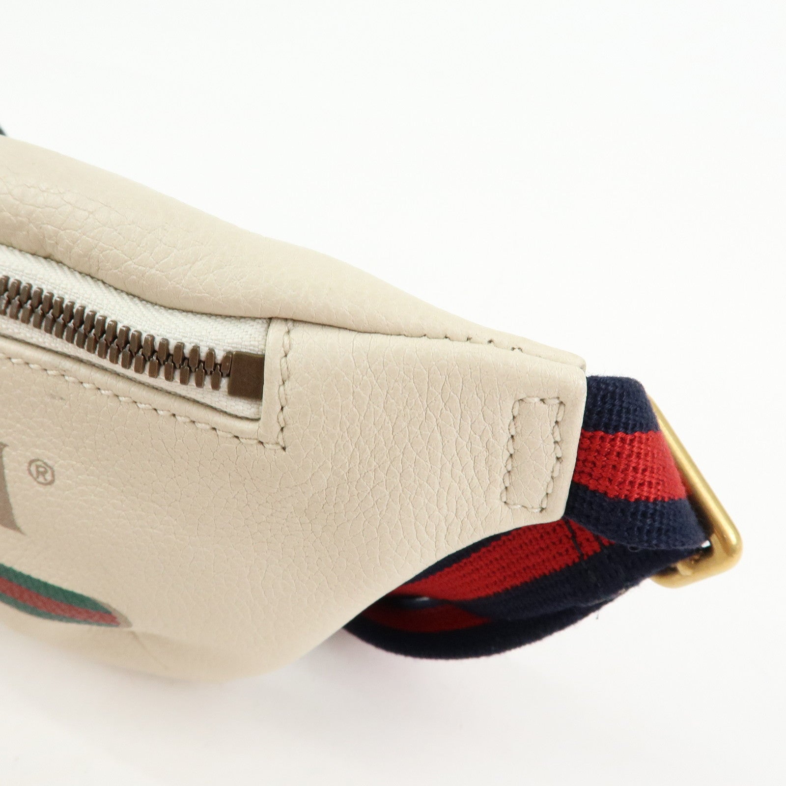 GUCCI Sherry Vintage Logo Leather Waist Pouch Body Bag Ivory 527792
