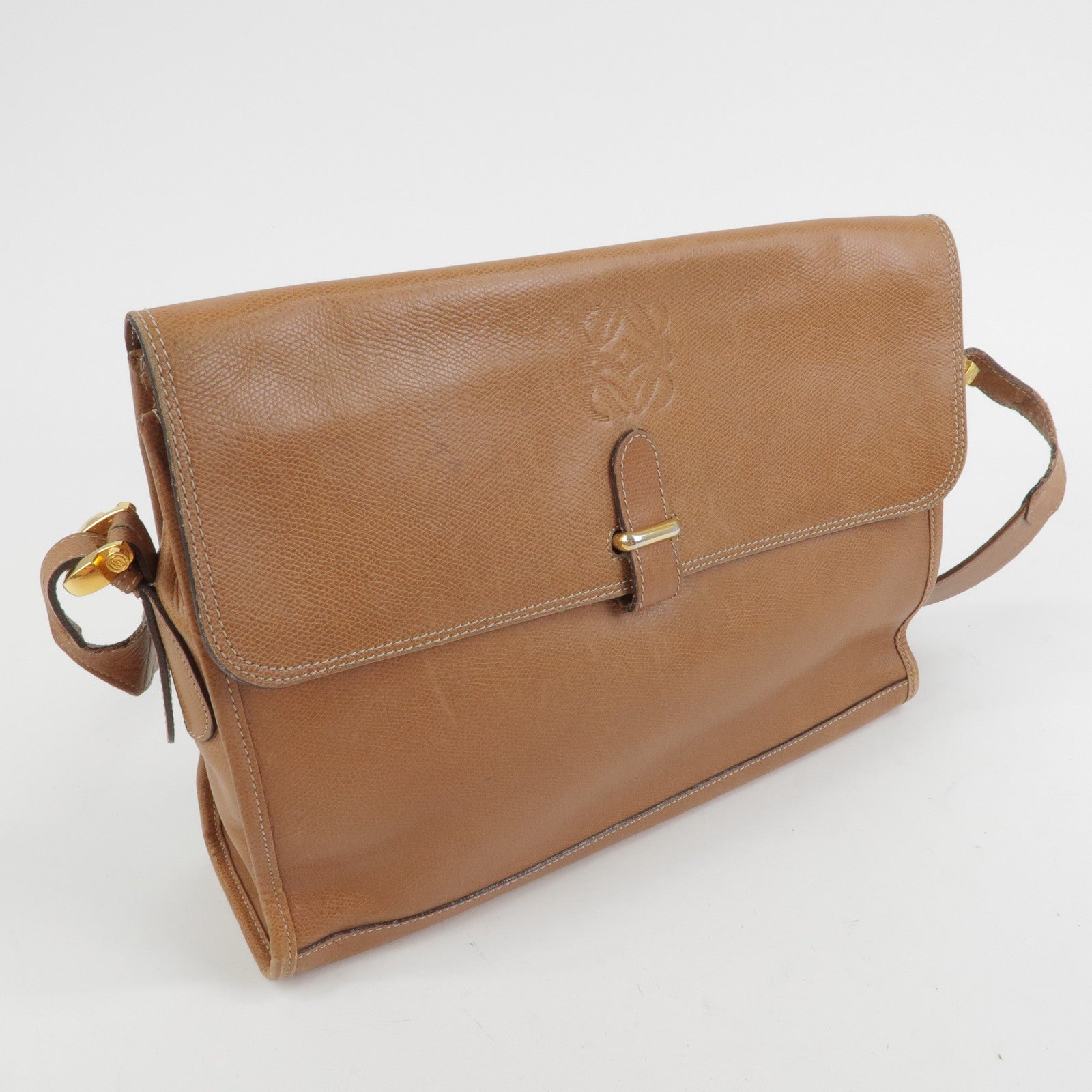 LOEWE Anagram Leather Shoulder Bag Crossbody Bag Brown