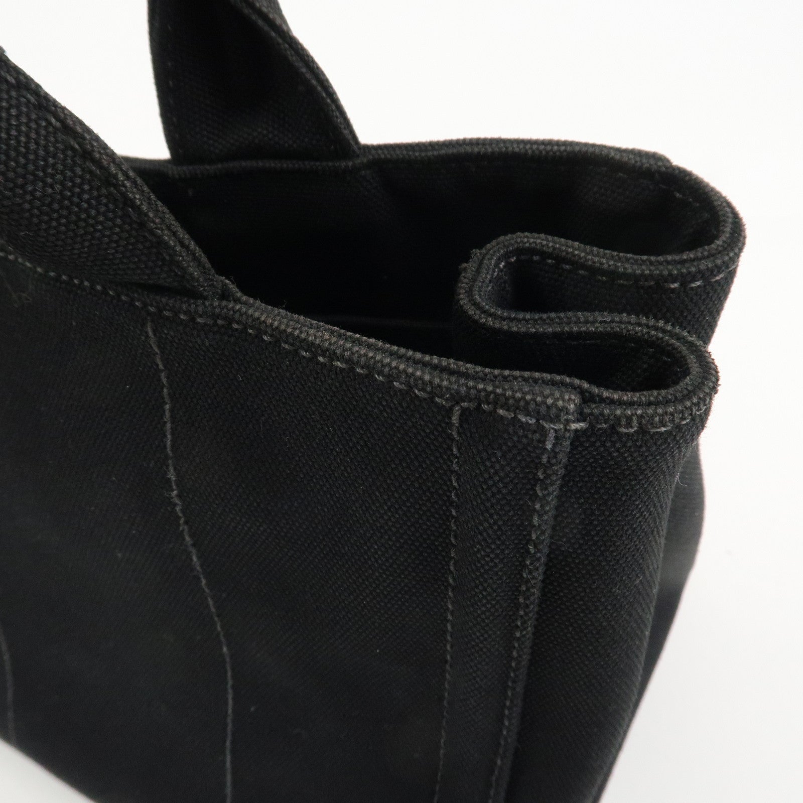 PRADA Canapa Mini Canvas 2Way Hand Bag Tote Bag Black 1BG439 Used