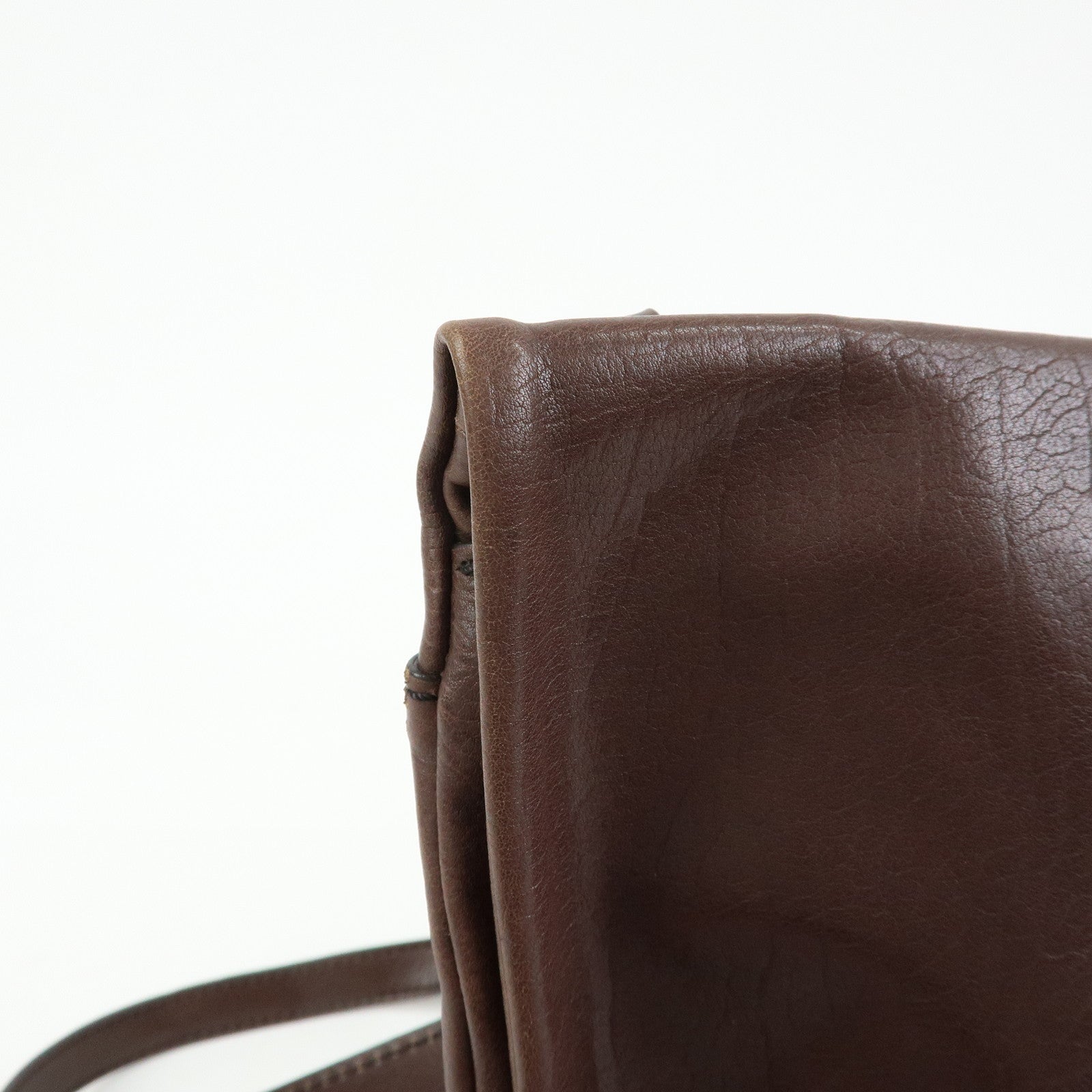 TOD'S Leather Belt Accent Flap Shoulder Bag Crossbody Bag Brown
