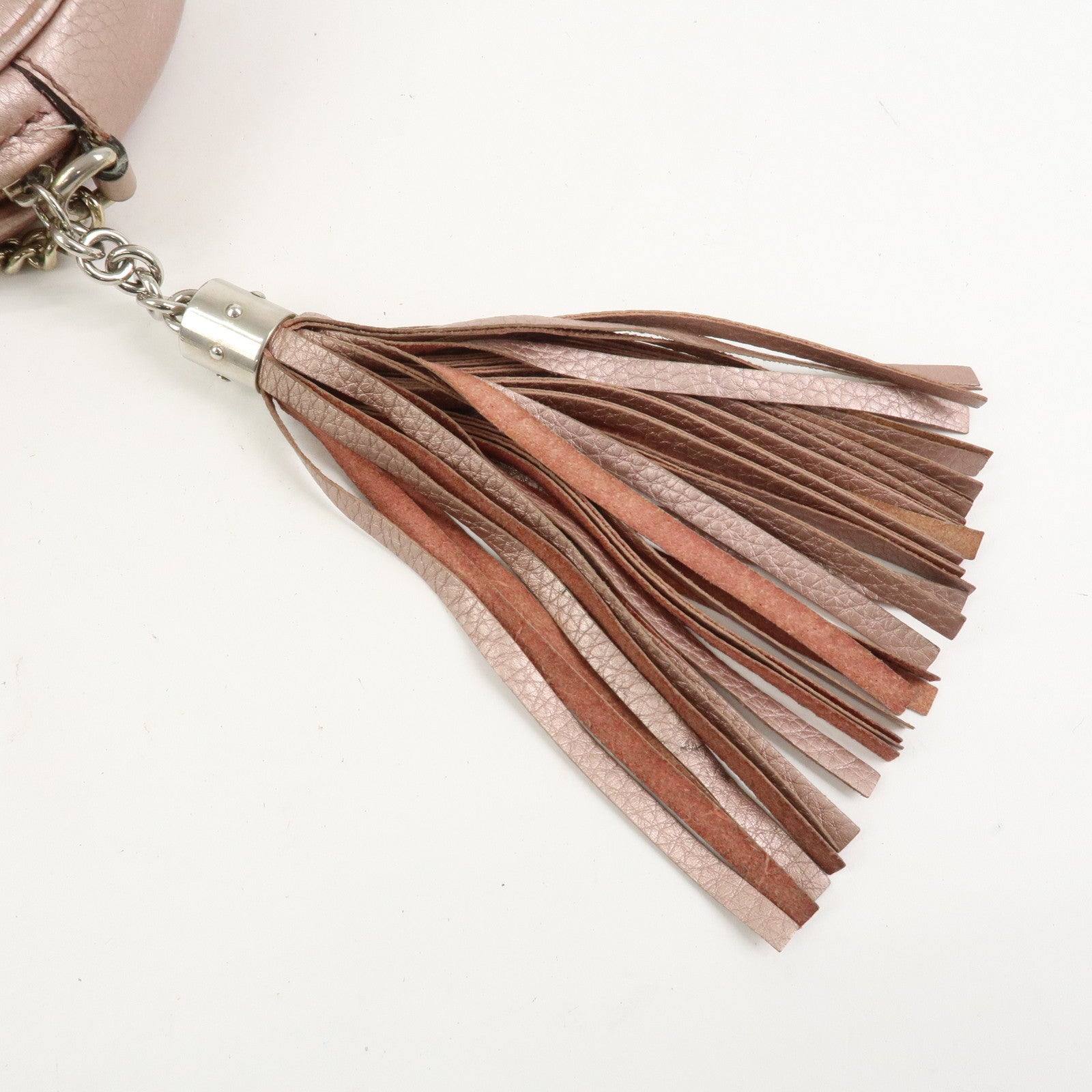 GUCCI SOHO Leather Chain Shoulder Bag Metallic Pink 353965