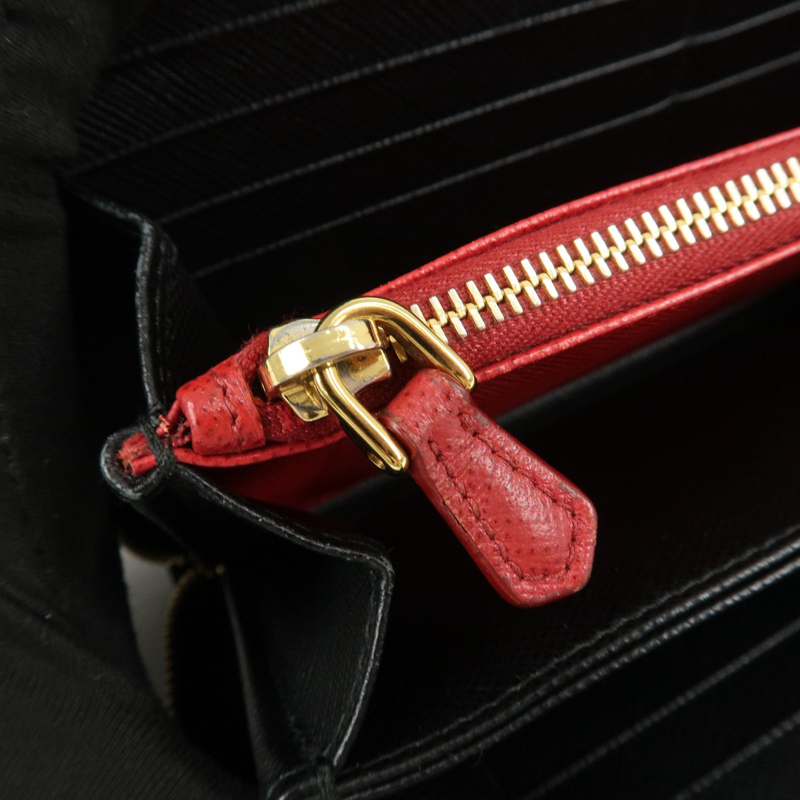 PRADA Logo Saffiano Leather Zippy Long Wallet Black 1ML506