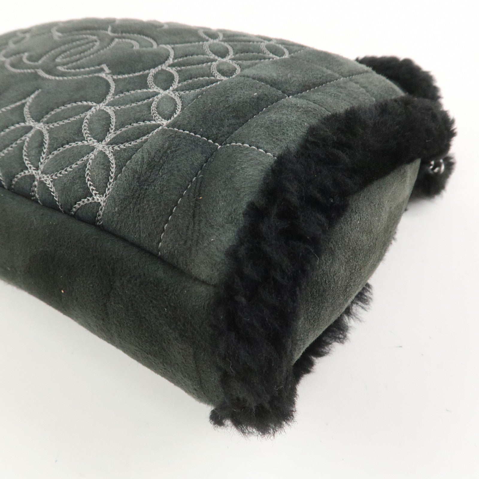 CHANEL Mouton Leather Chain Shoulder Bag Hand Bag Black Silver