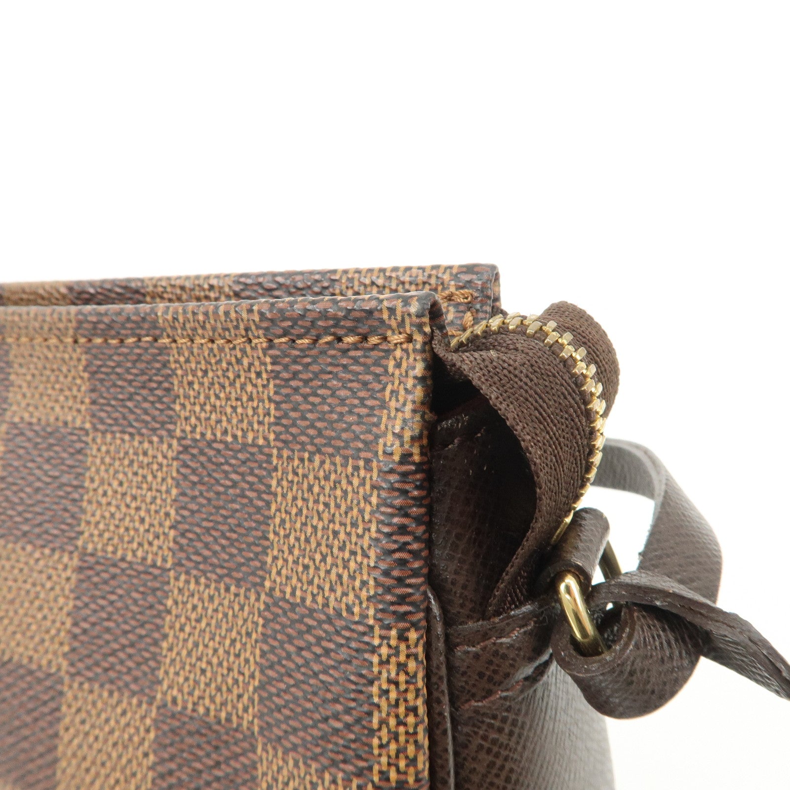 Louis Vuitton Damier Trousse Makeup Accessory Pouch Brown N51982 Used