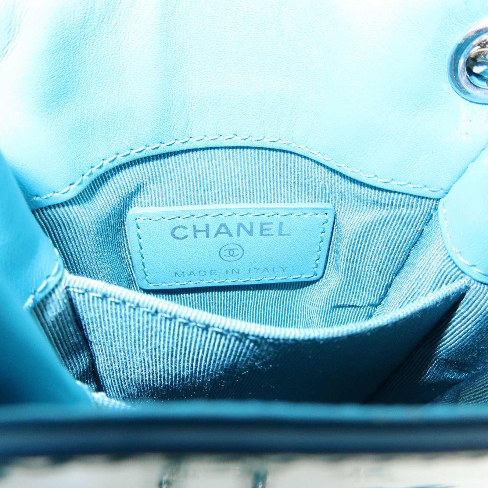 CHANEL COCO Mark Patent Leather Shoulder Bag Crossbody Bag Blue