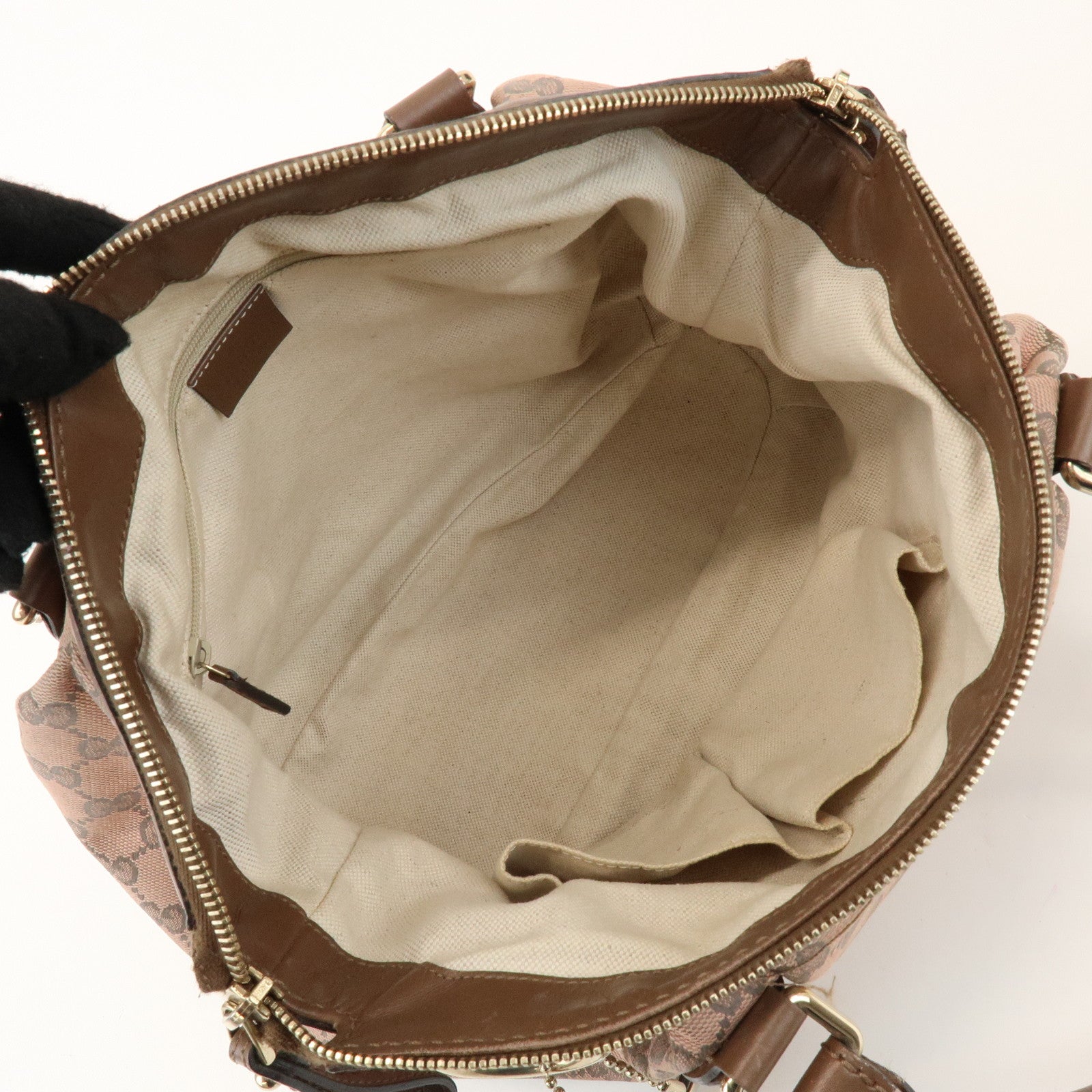 GUCCI Sukey Interlocking G GG Canvas Leather 2Way Bag Pink 247902