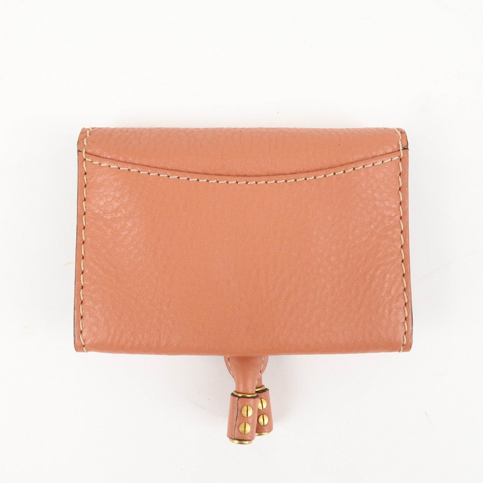 Chloe Leather Marcy Bi-fold Coin Case Card Case Orange Gold Hardware Used