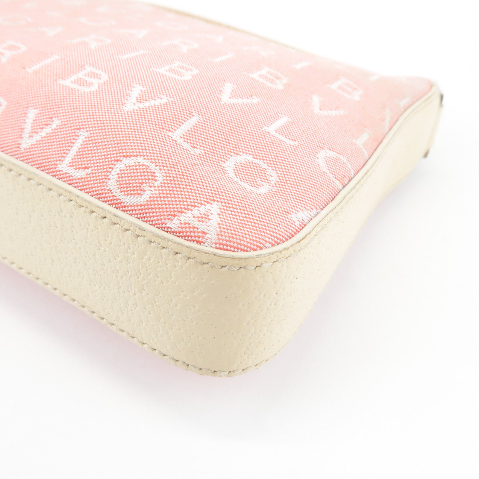 BVLGARI Logo Mania Leather Canvas Shoulder Bag Hand Bag Pink Used