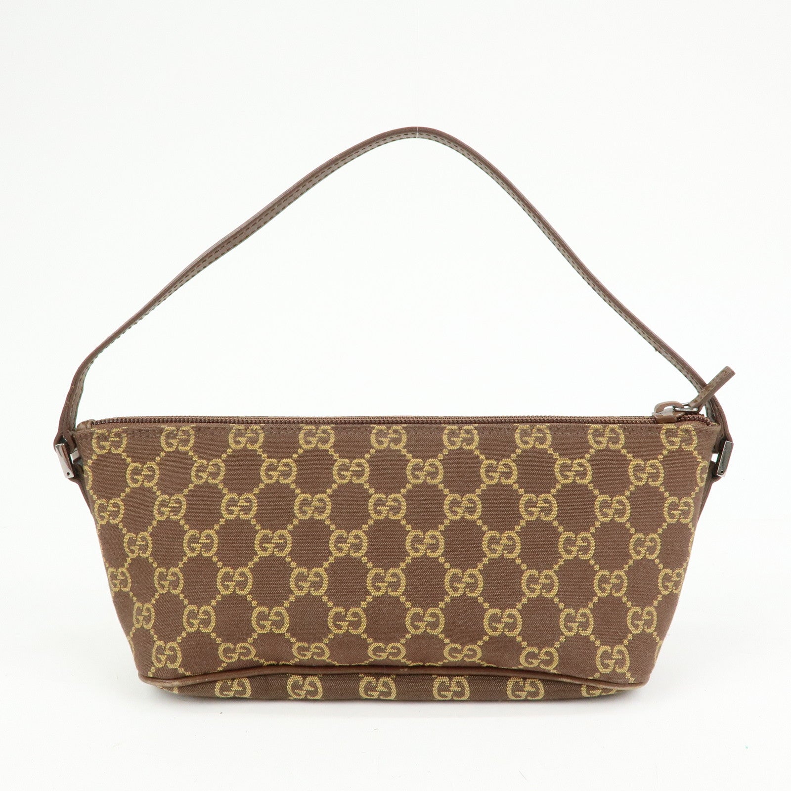 GUCCI Boat Bag GG Canvas Accessory Pouch Hand Bag Brown 039.1103