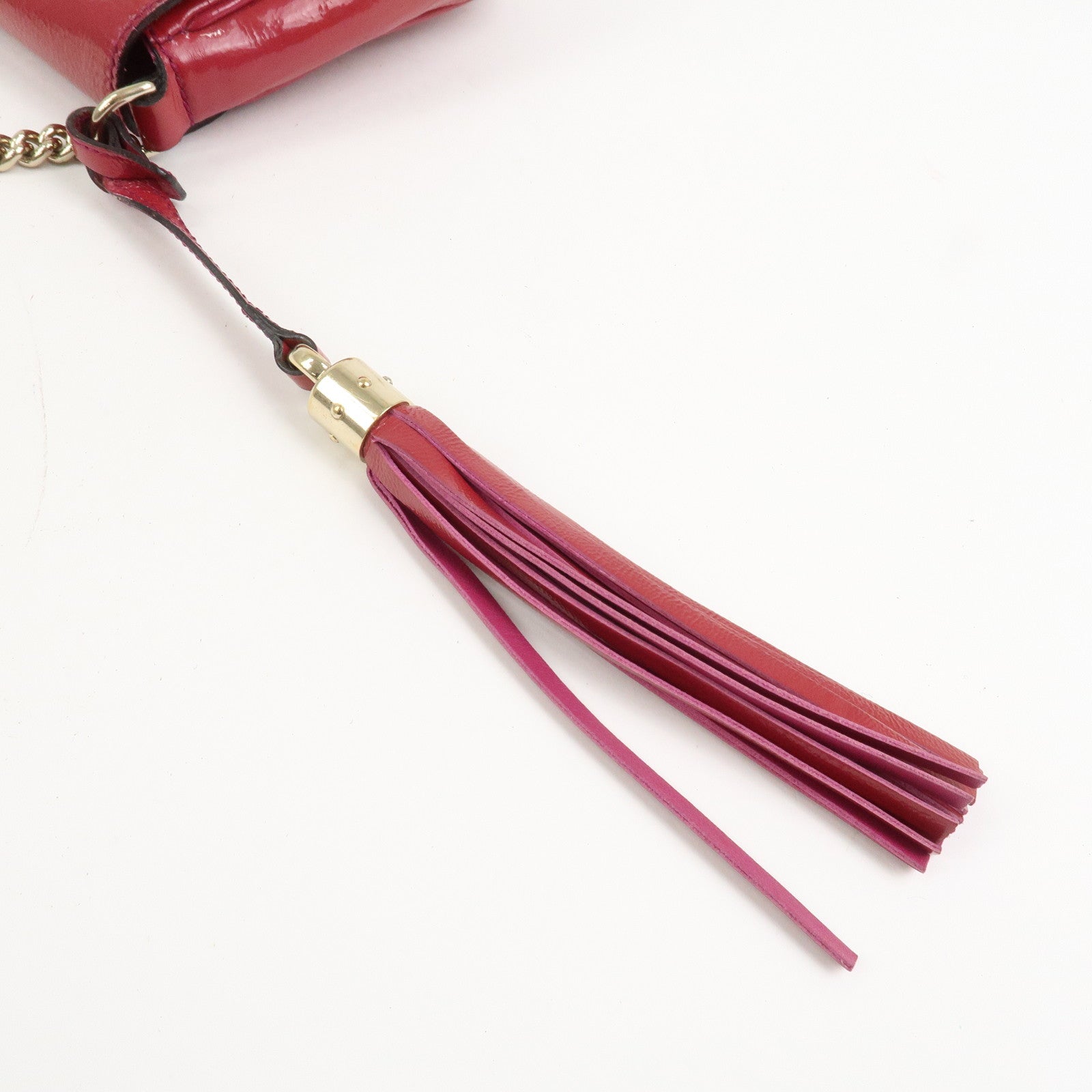 GUCCI SOHO Patent Leather Chain Shoulder Bag Red 336752