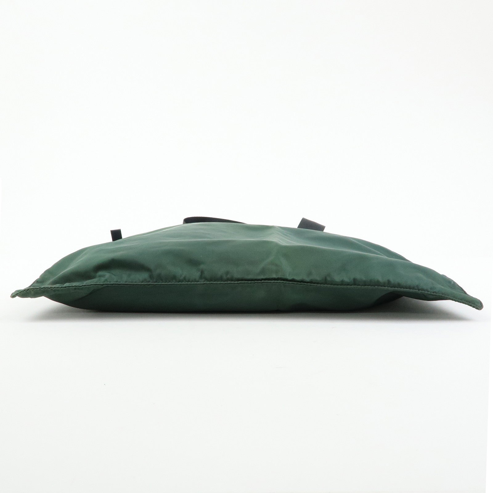 PRADA Triangle Logo Nylon Leather Tote Bag Hand Bag Moss Green