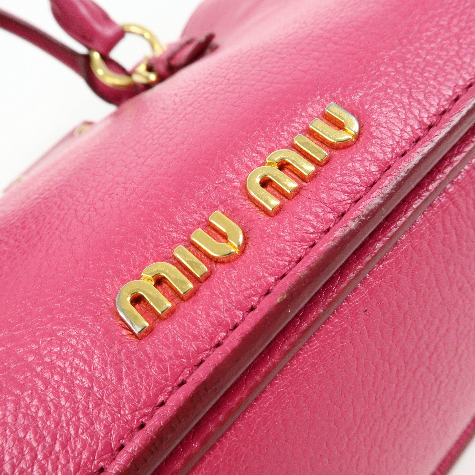 MIU MIU Madras Leather 2Way Bag Hand Bag Shoulder Bag Pink