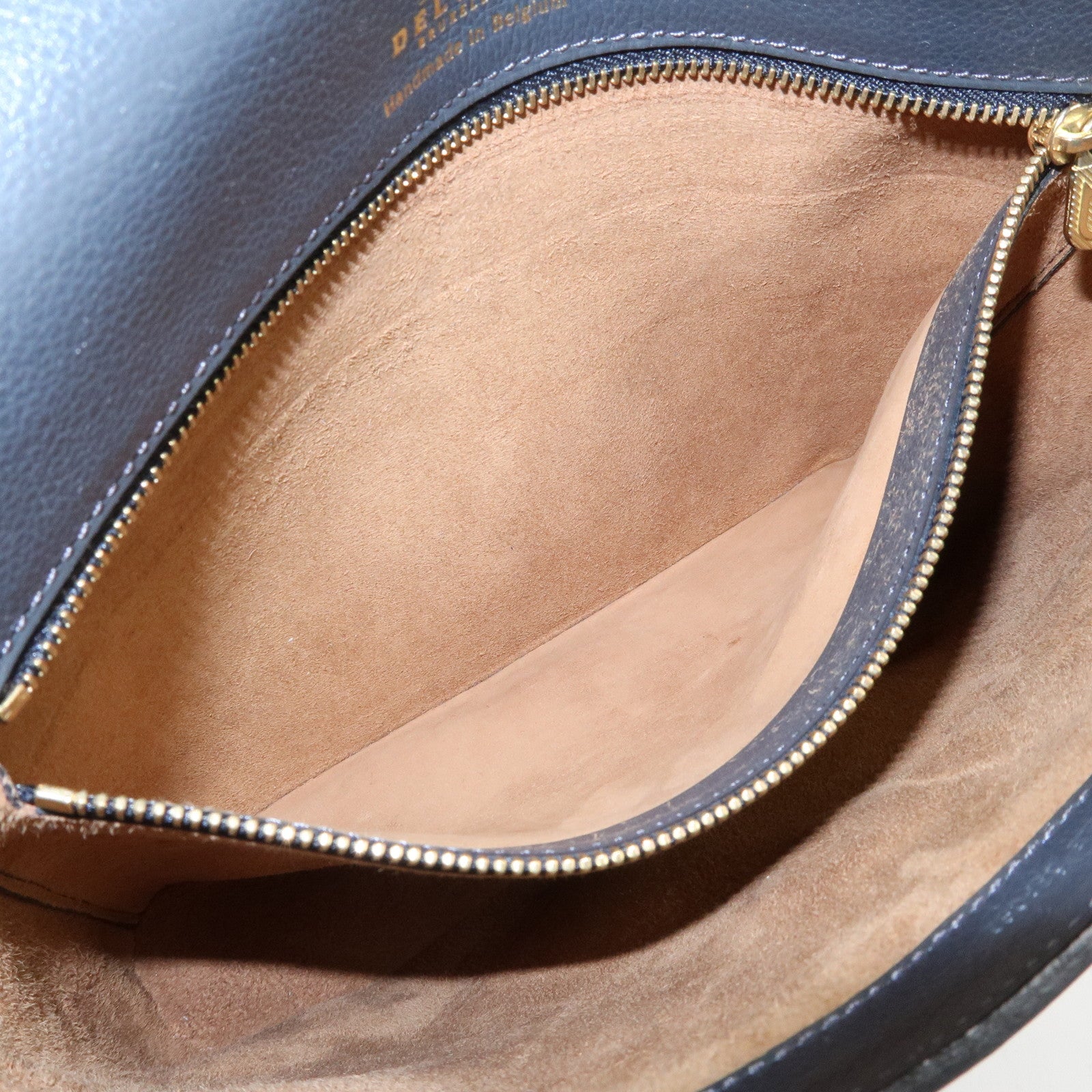 DELVAUX Calf Leather Shoulder Bag Crossbody Bag Eclair Gray