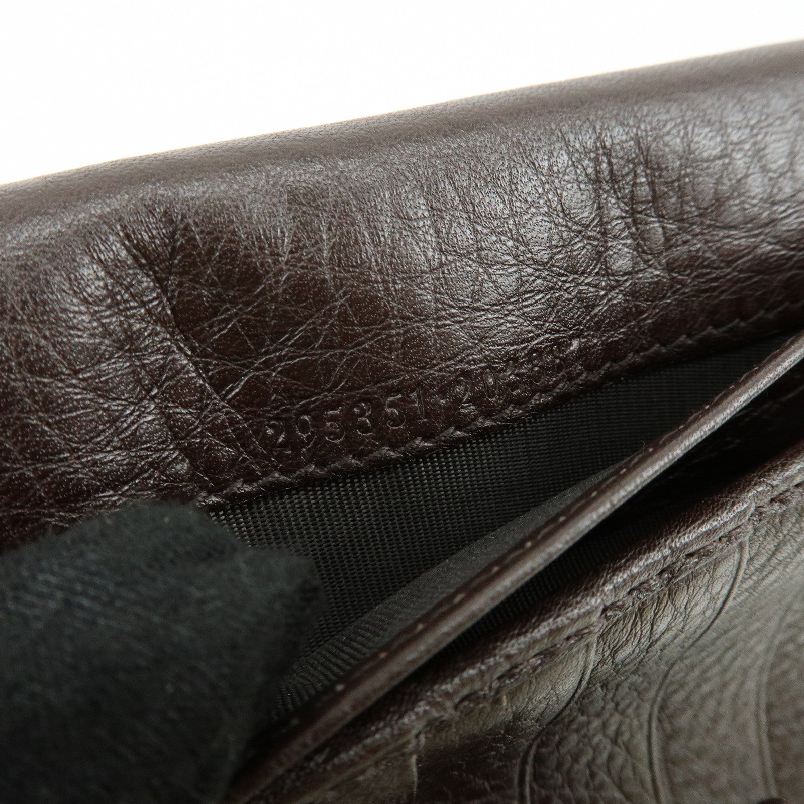 GUCCI Interlocking G Sherry Leather Long Wallet Dark Brown 29535