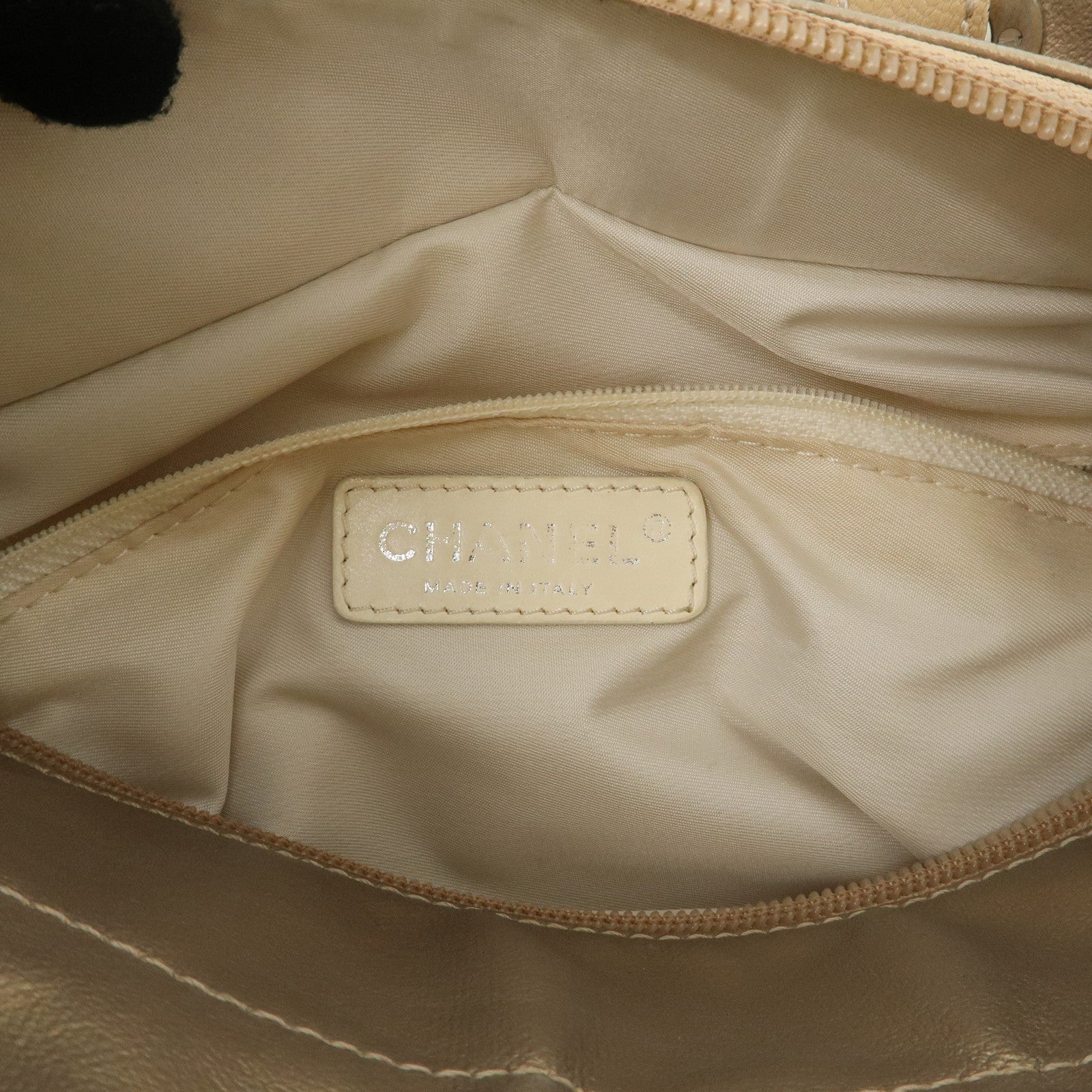 CHANEL Paris Biarritz PVC Canvas Leather Tote Bag PM A34208 Used