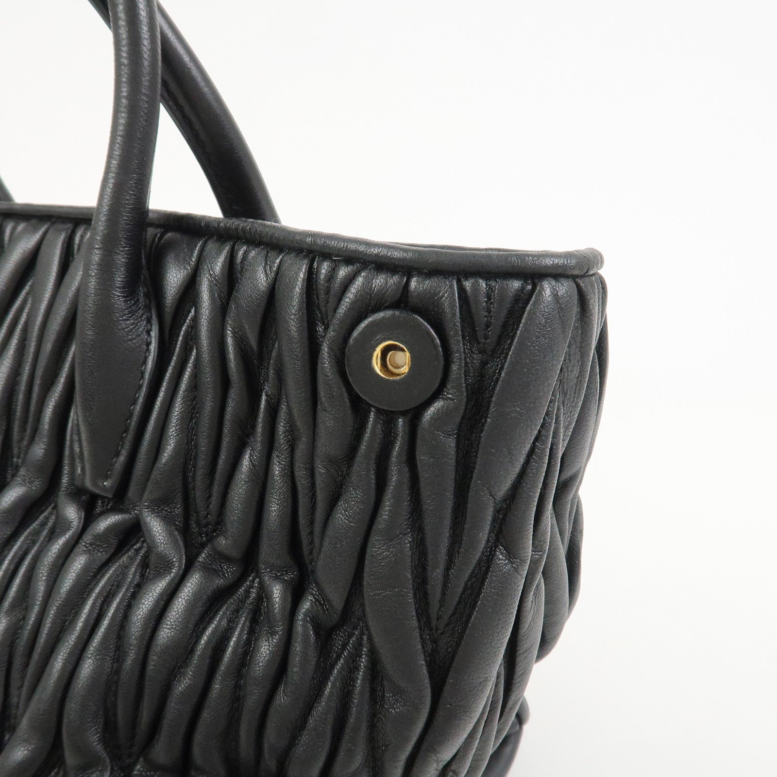 MIU MIU Matelasse Leather 2Way Bag Hand Bag Black RN1069