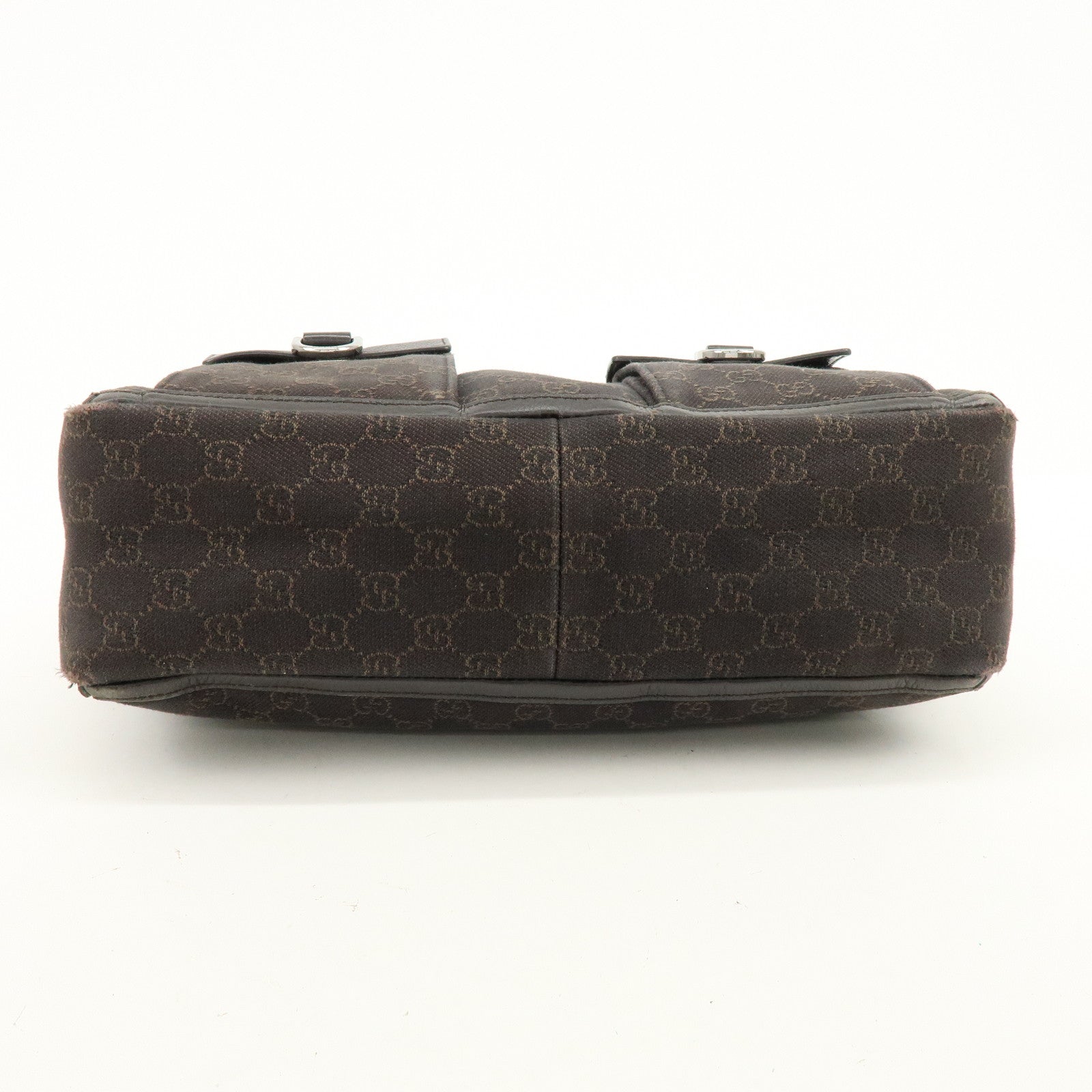 GUCCI Abbey GG Canvas Leather Tote Bag Hand Bag Brown 268639