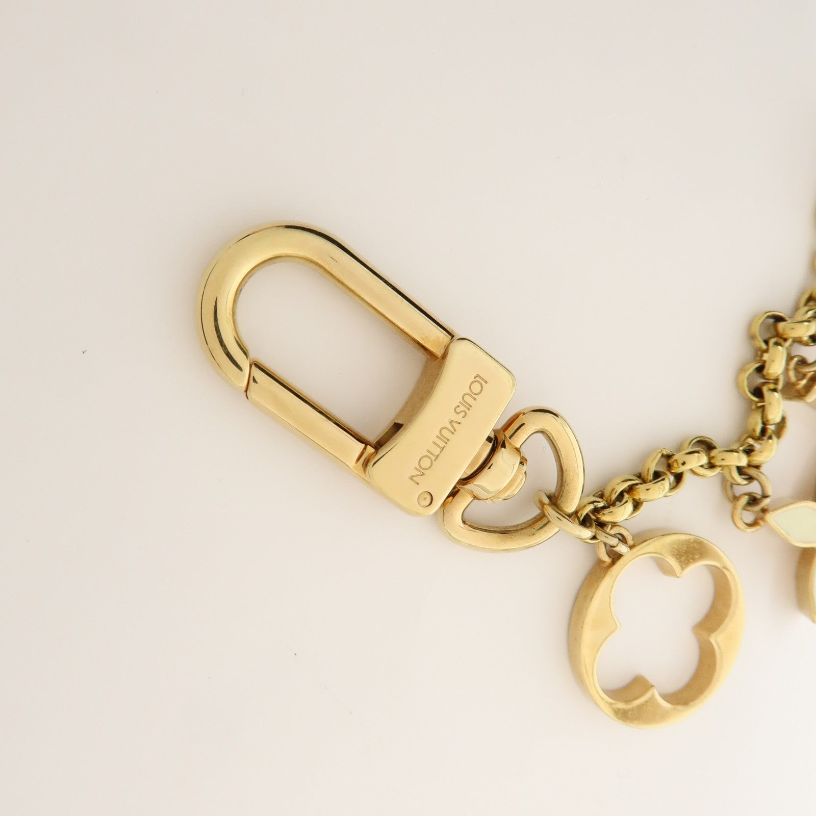 Louis Vuitton Fleur de Monogram Bag Charm Key Chain Gold M65111