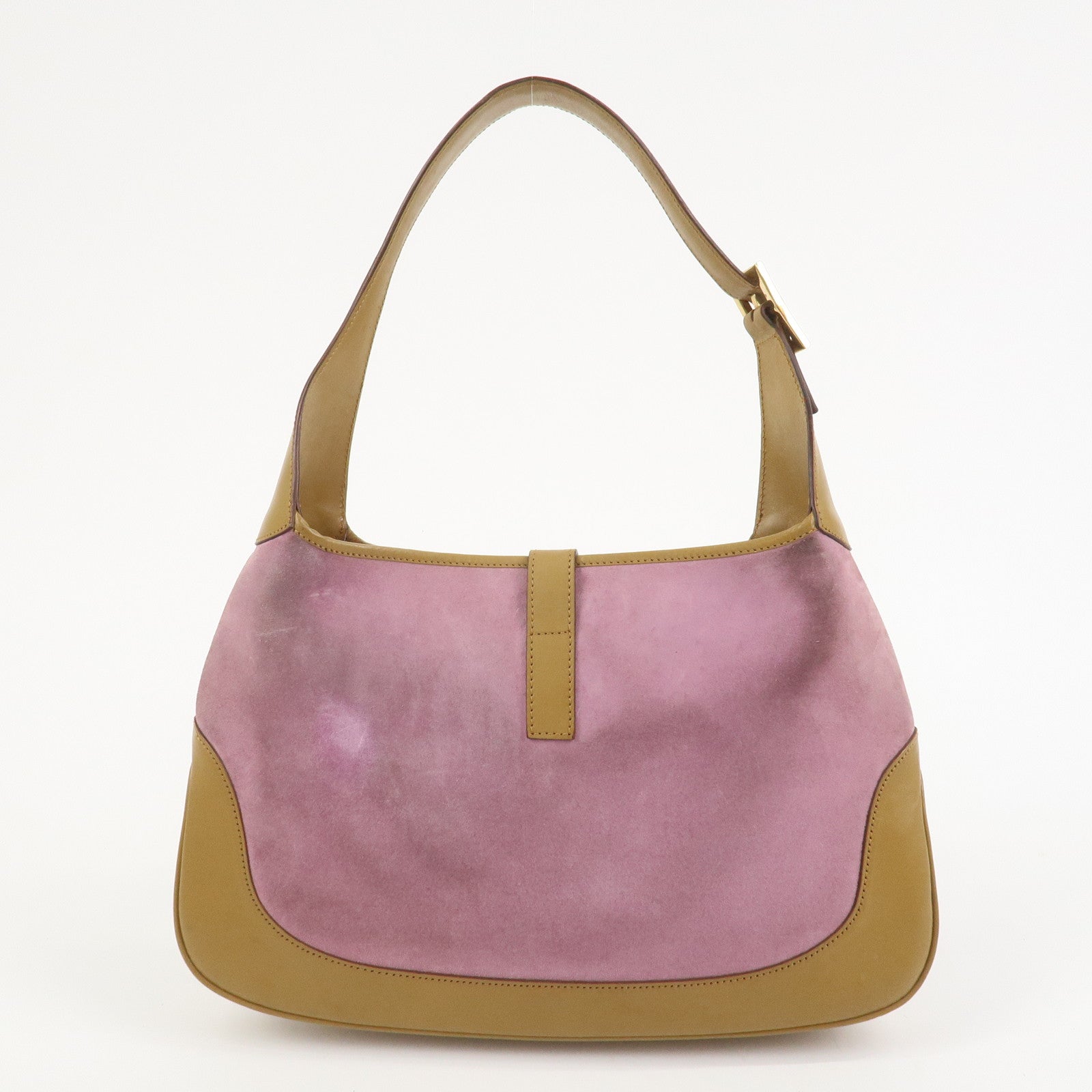 GUCCI Jackie Suede Shoulder Bag Hand Bag Pink Light Brown 001.3306