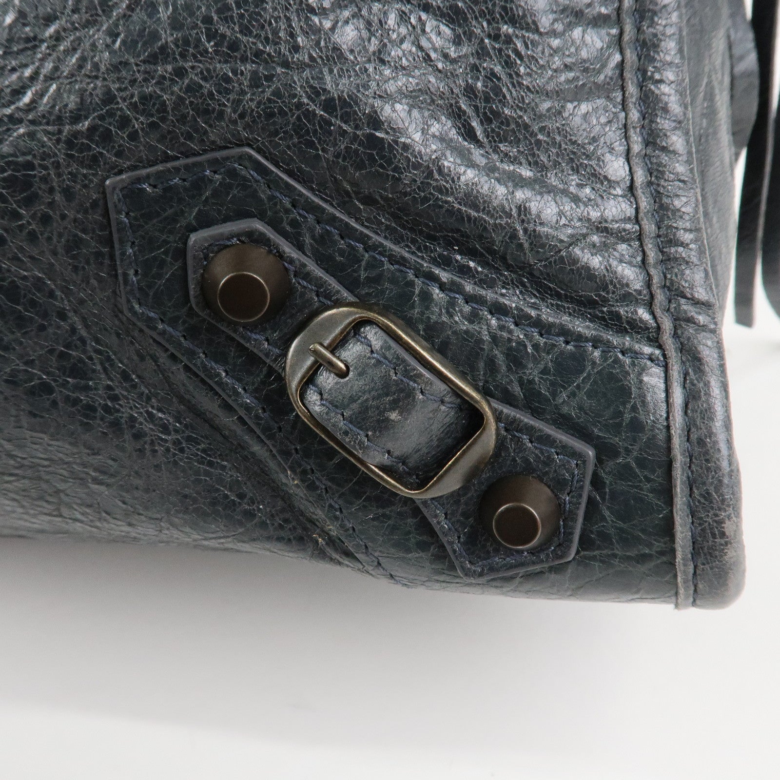 BALENCIAGA The City Leather 2Way Hand Bag Dark Gray 115748 Used