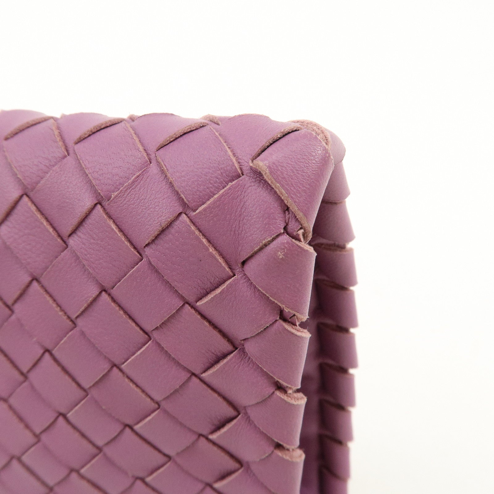 BOTTEGA VENETA Intrecciato Leather Clutch Bag Purple Used