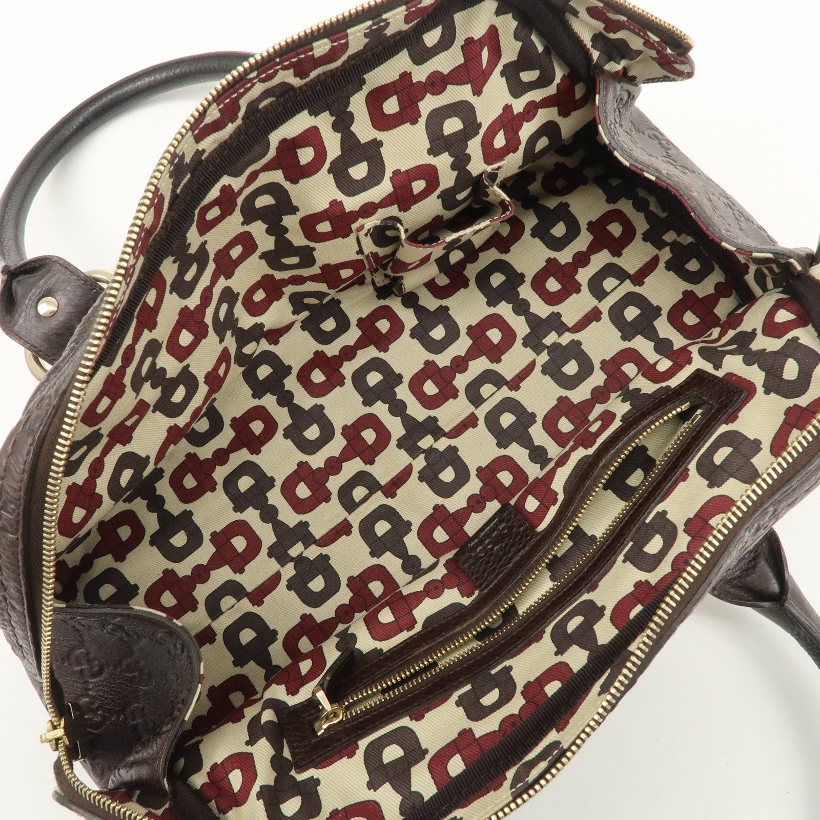 GUCCI Guccissima Leather Mini Boston Bag Hand Bag Dark Brown 181508 Used