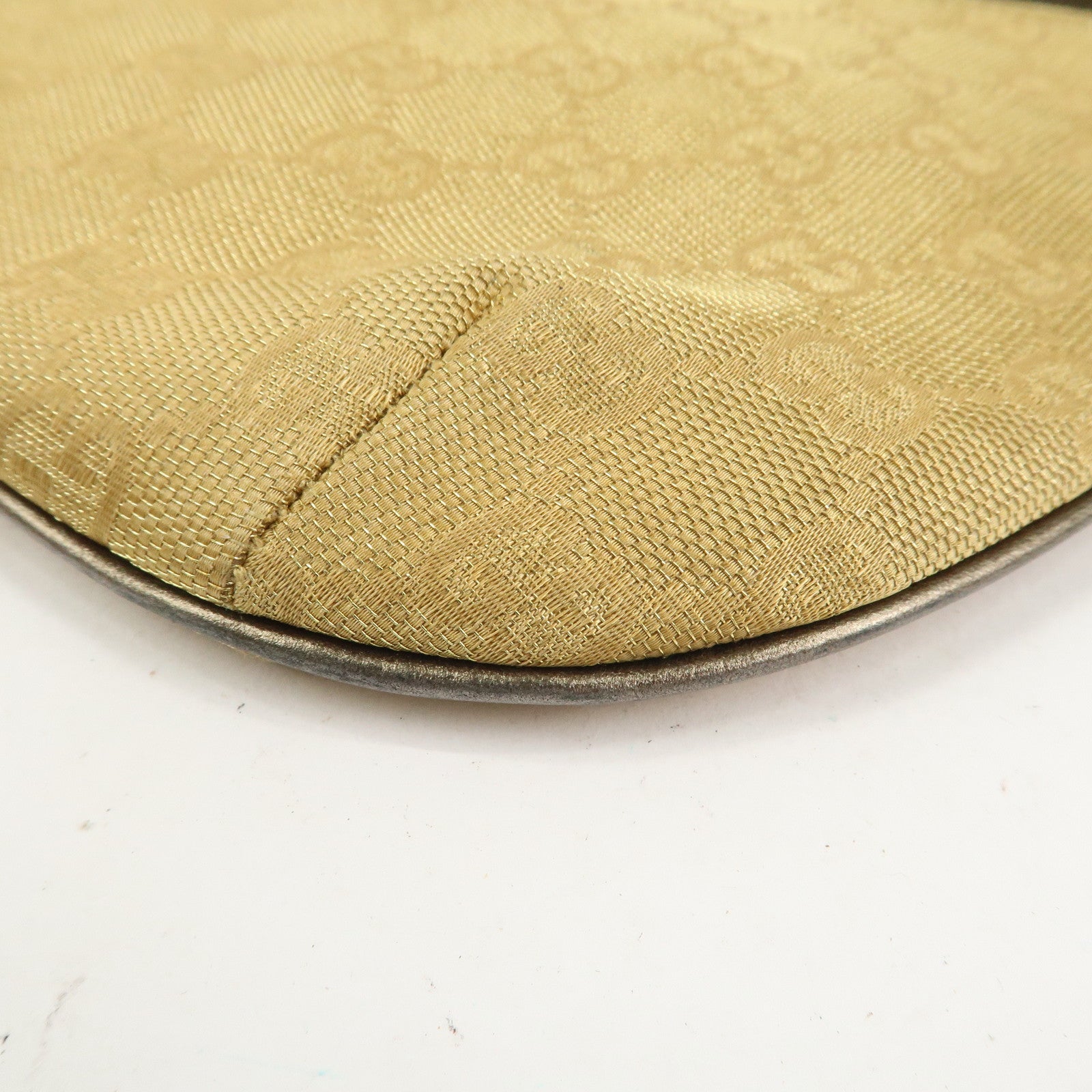 GUCCI GG Canvas Leather Shoulder Bag Hand Bag Gold 005・0813