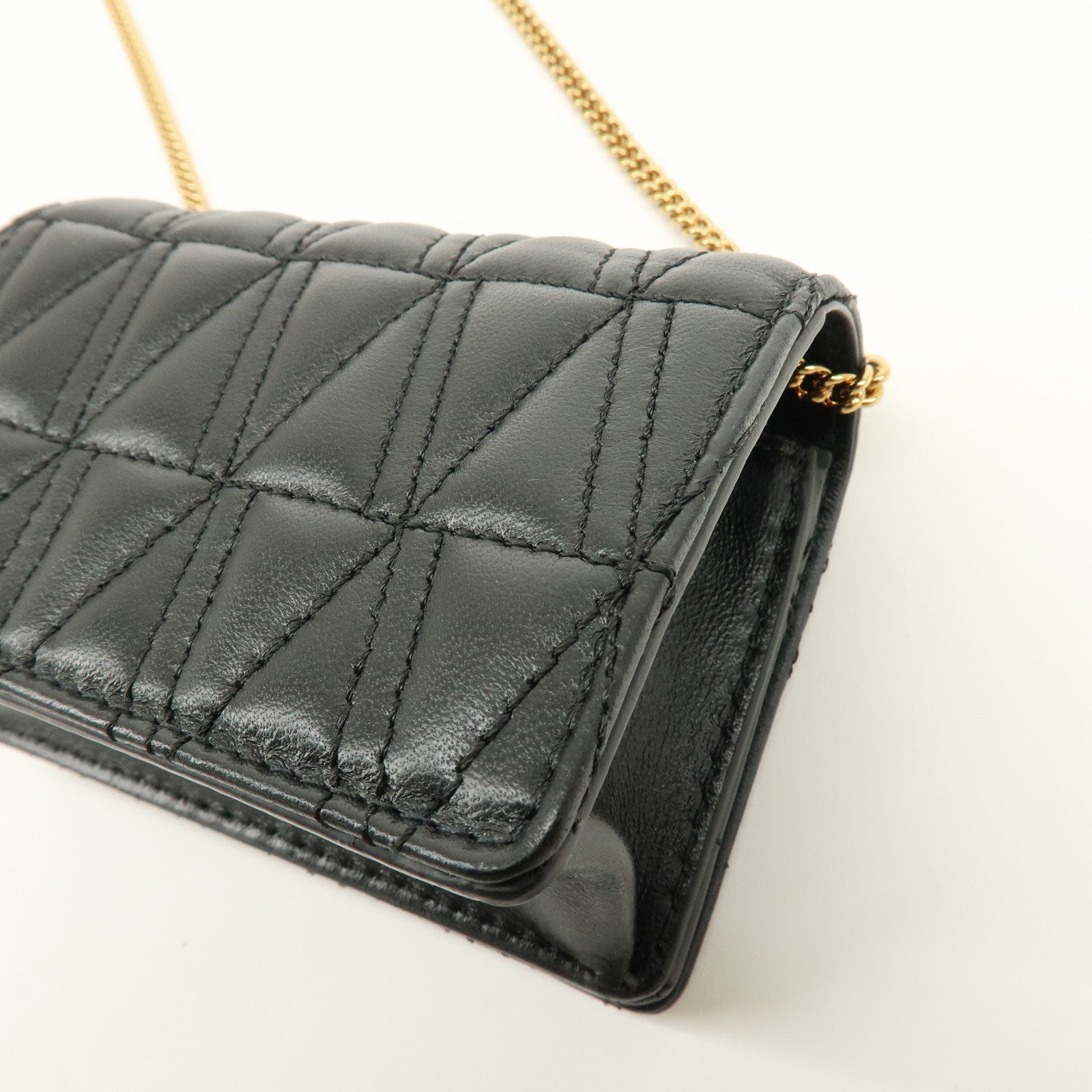 VERSACE Virtus Leather Chain Shoulder Bag Crossbody Bag Black