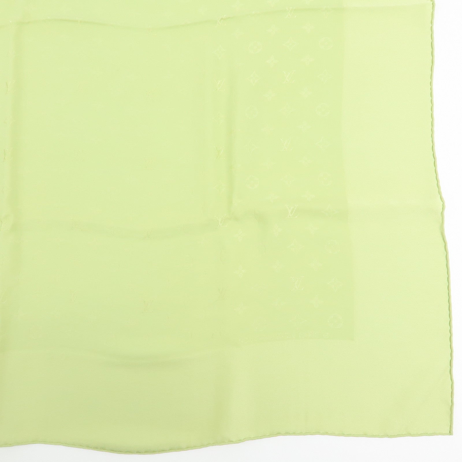 Louis Vuitton Monogram Silk 100% Scarf 85x85 Light Green