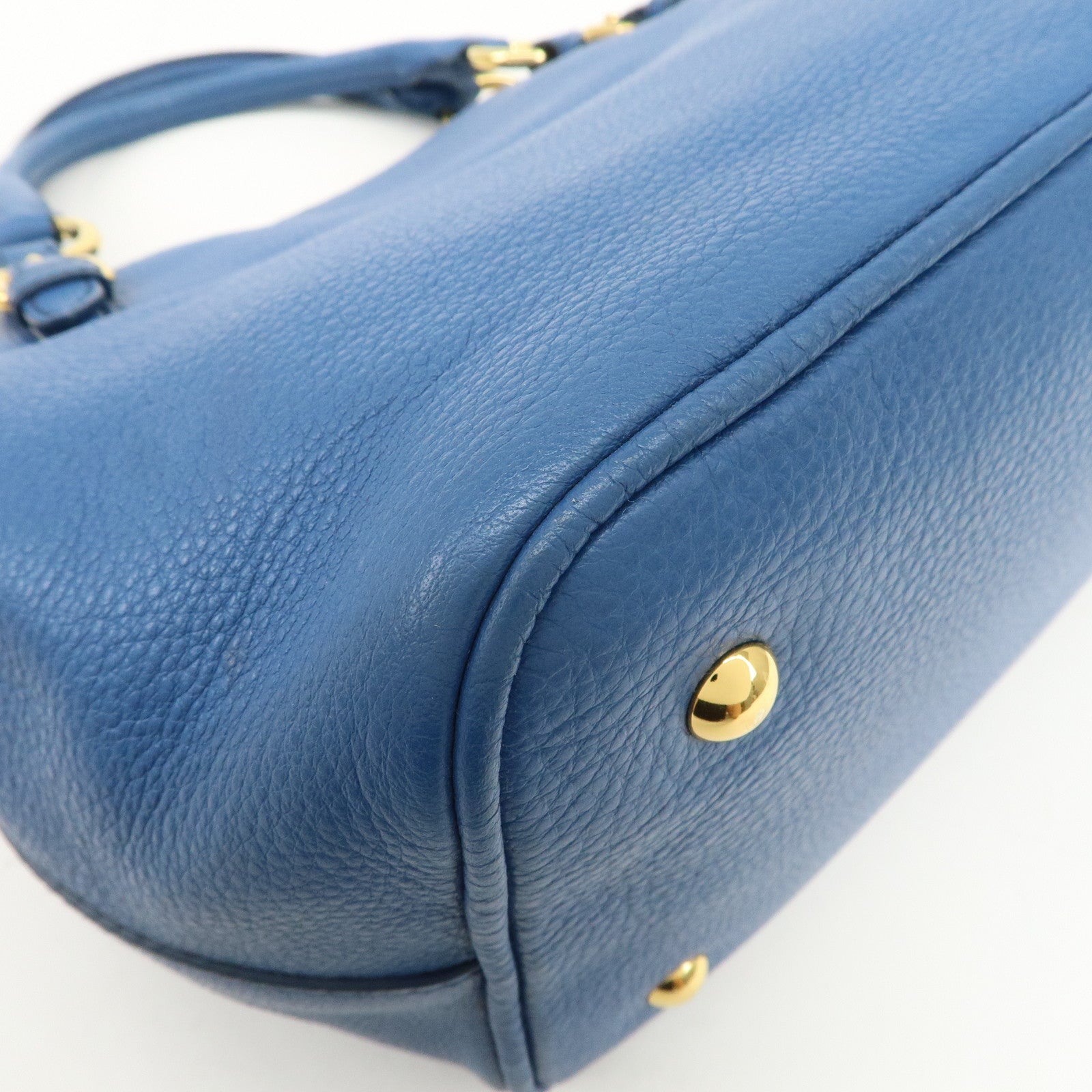 MIU MIU Madras Leather 2Way Shoulder Bag Hand Bag Blue RN0886